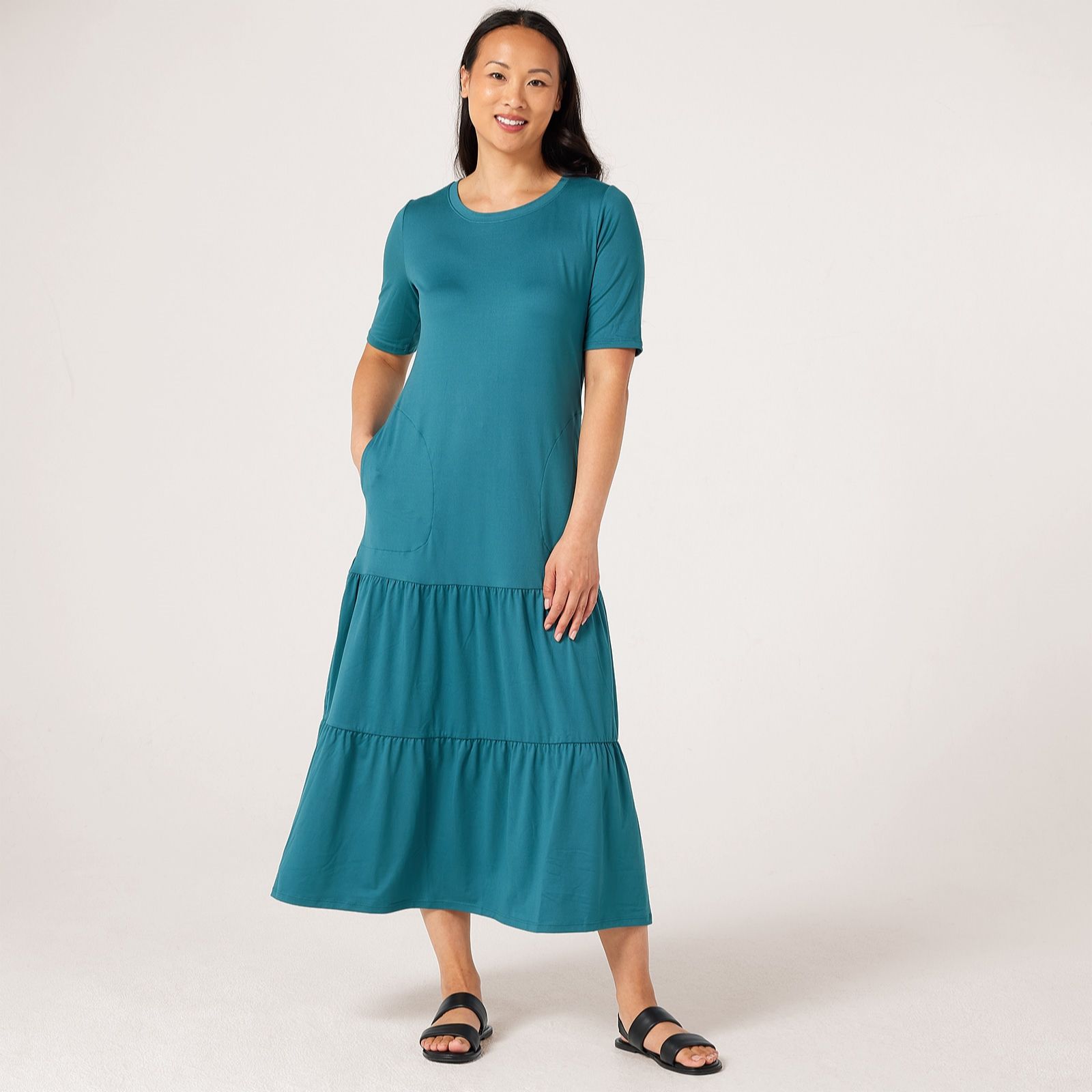Cuddl Duds Flexwear Tiered Hem Maxi Lounge Dress
