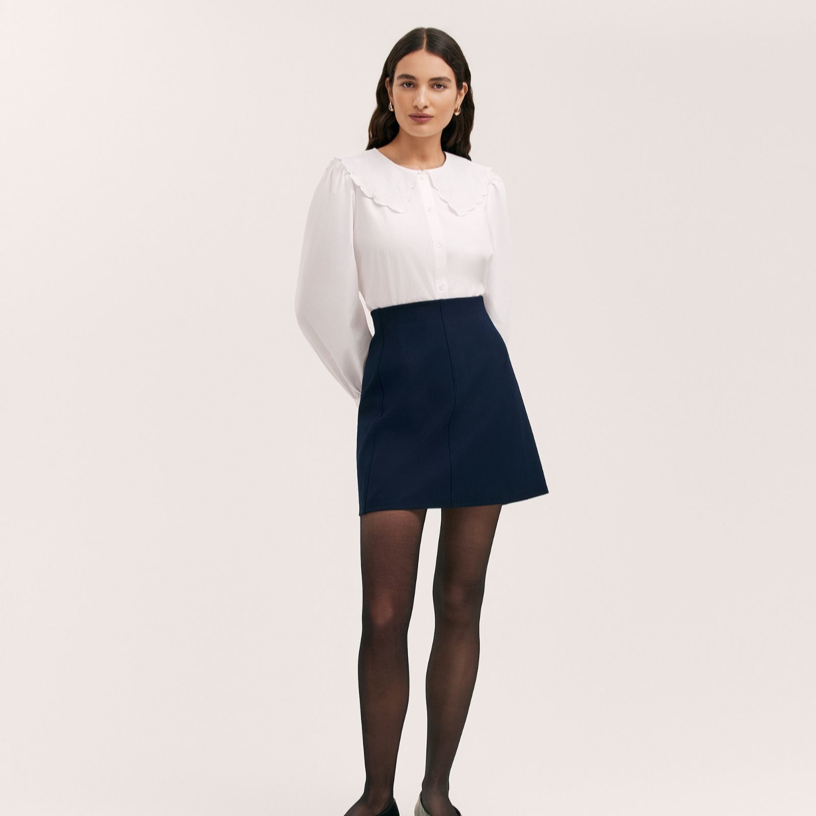 Finery Helia Ponte Panelled Mini Skirt with Stretch Waist