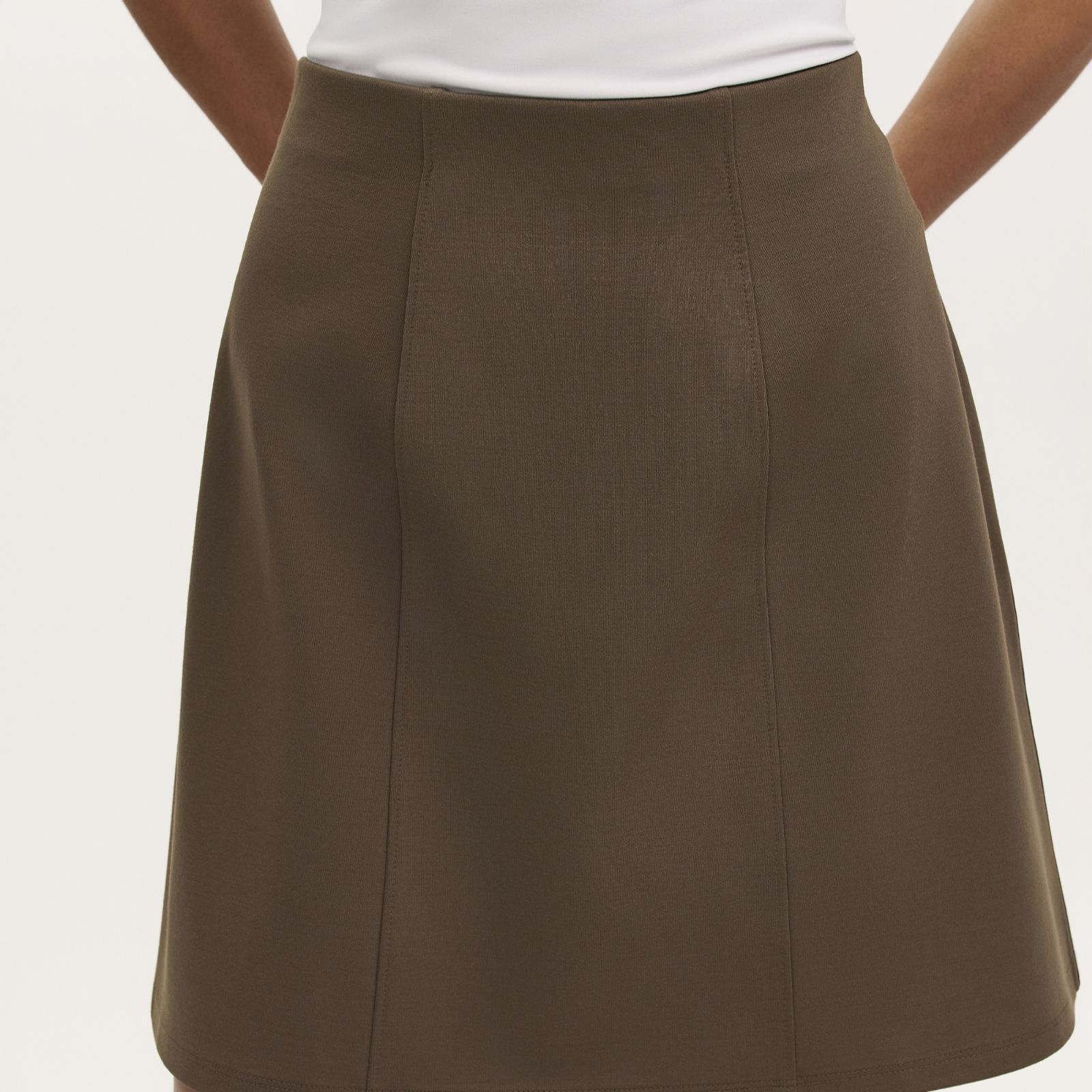 Finery Helia Ponte Panelled Midi Skirt With Stretch Waist