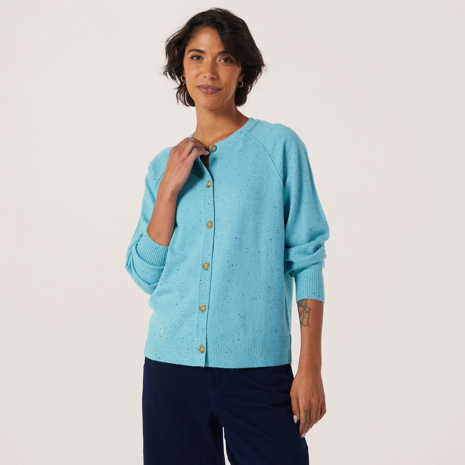 Denim & Co Nep Yarn Cardigan