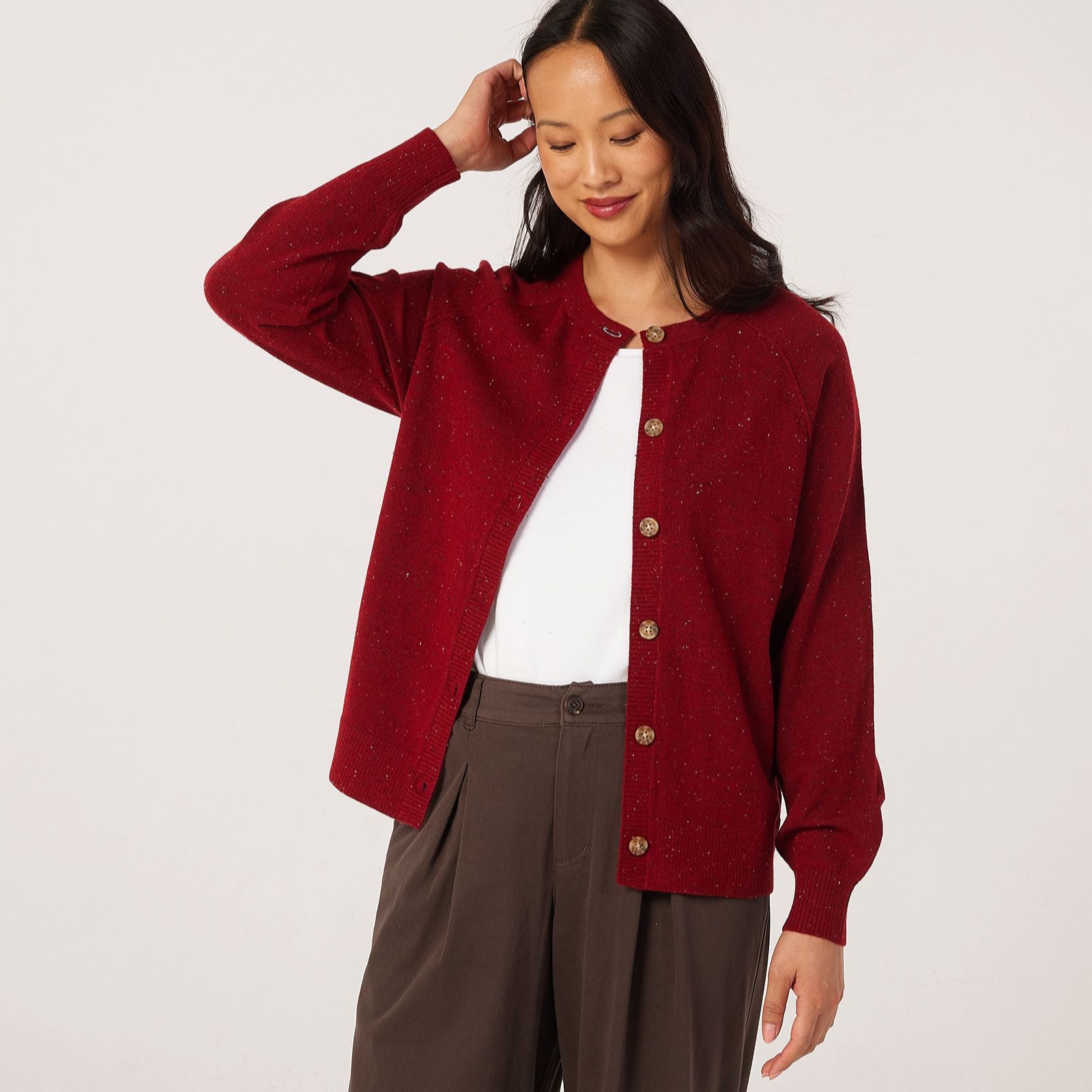 Denim & Co Nep Yarn Cardigan