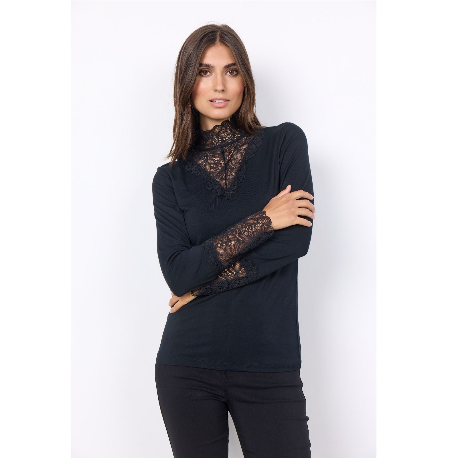 SOYACONCEPT Jersey Top with Lace Trim