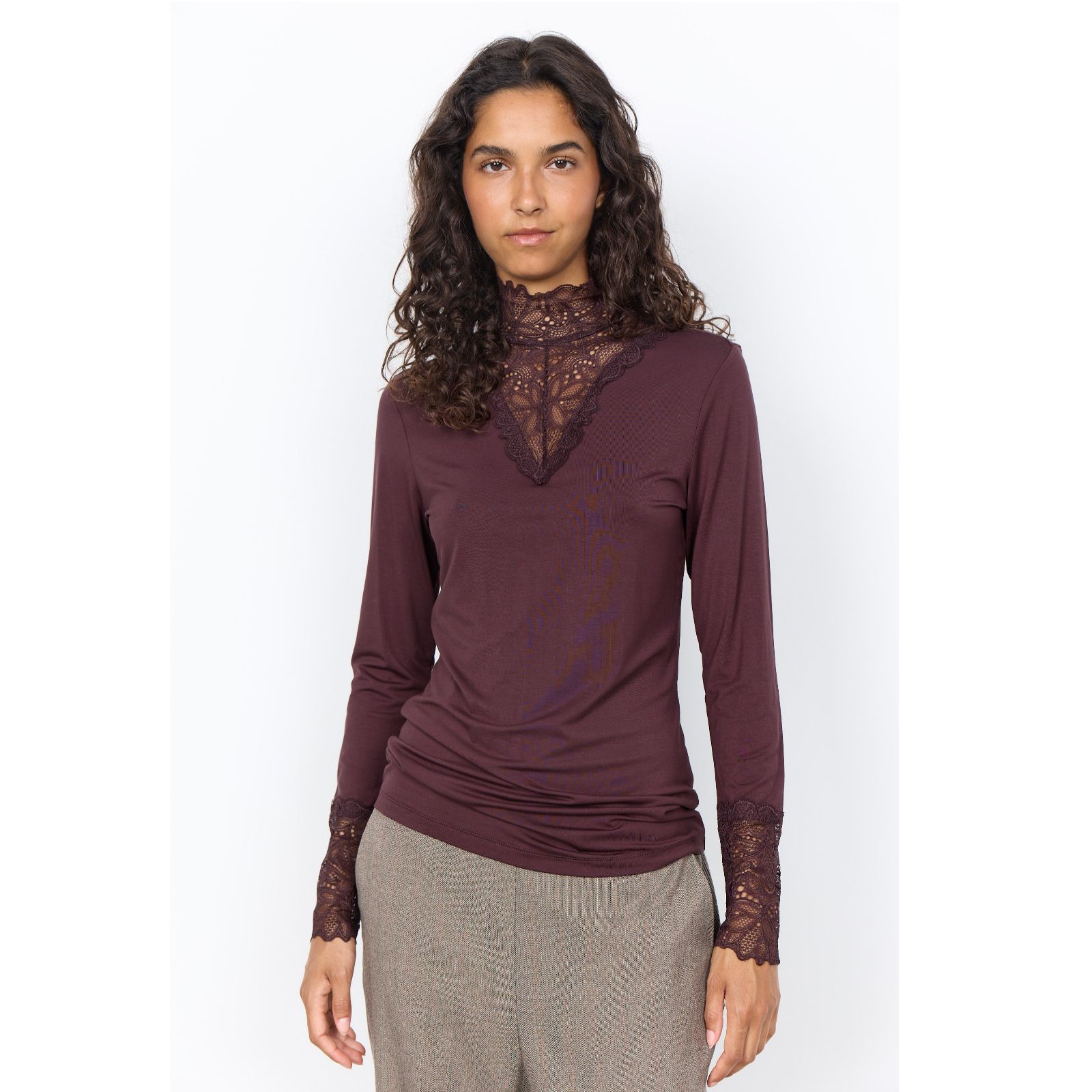 SOYACONCEPT Jersey Top with Lace Trim
