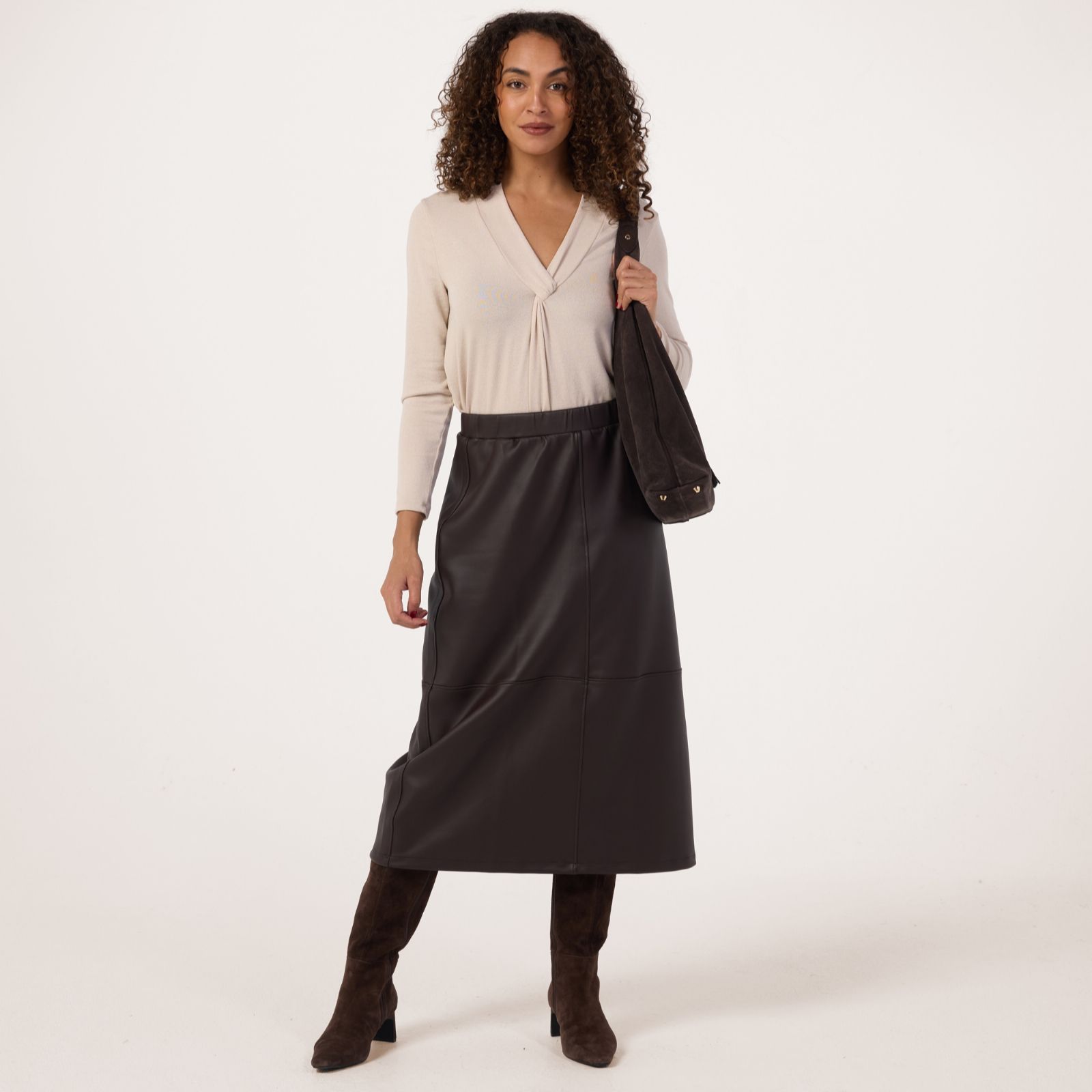 Kim & Co Fine Sweater Knit Long Sleeve Twist Front Top