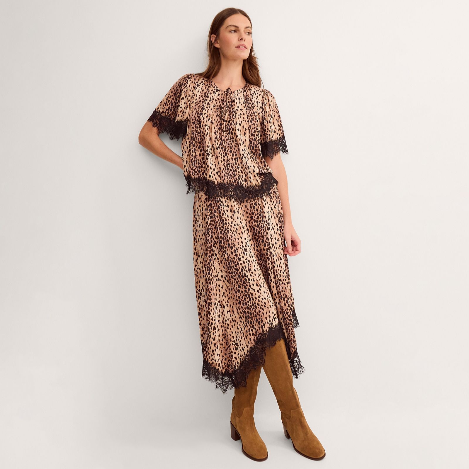 Monsoon Babette Lace Detail Pull On Skirt