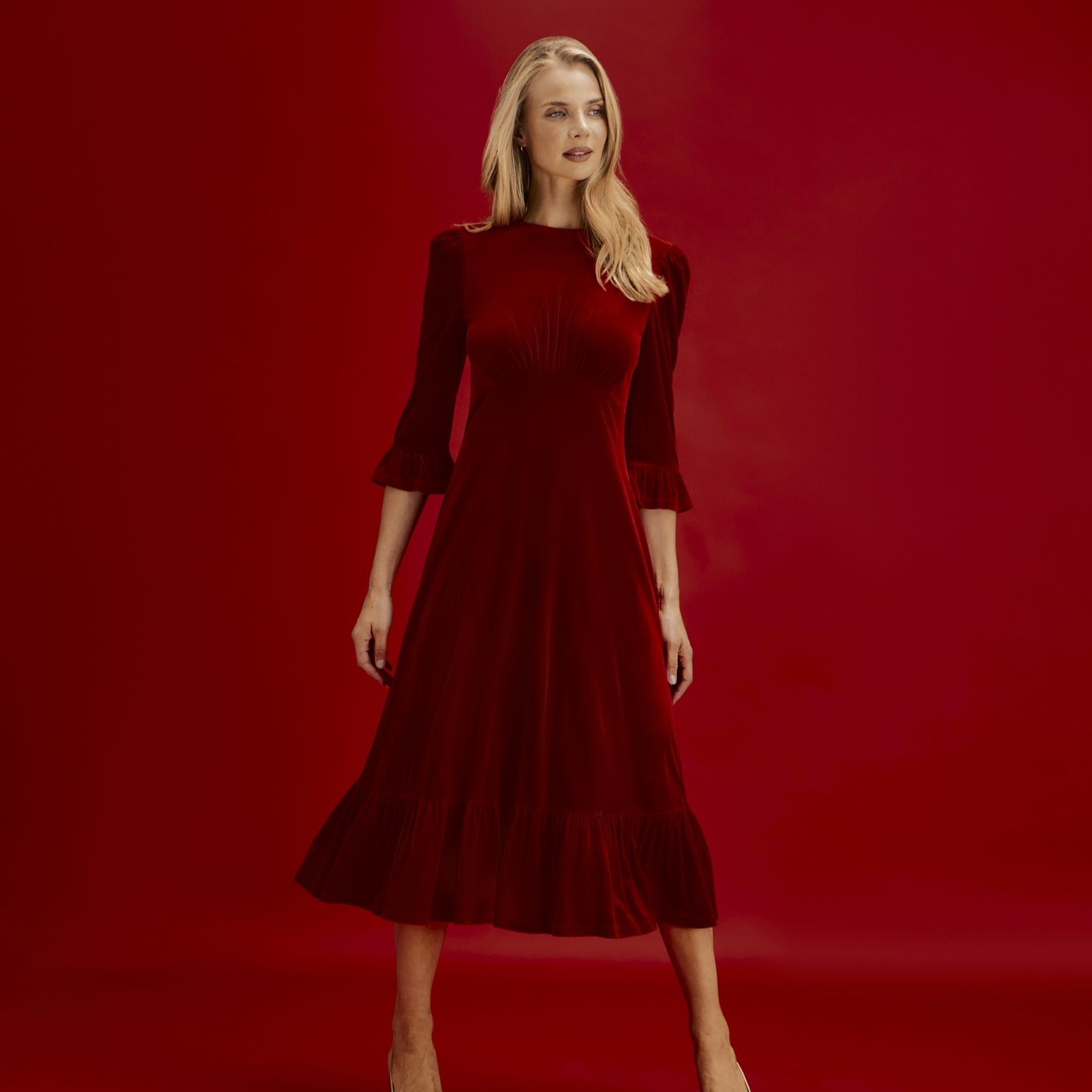 Finery London Scarlett Velvet Dress Standard