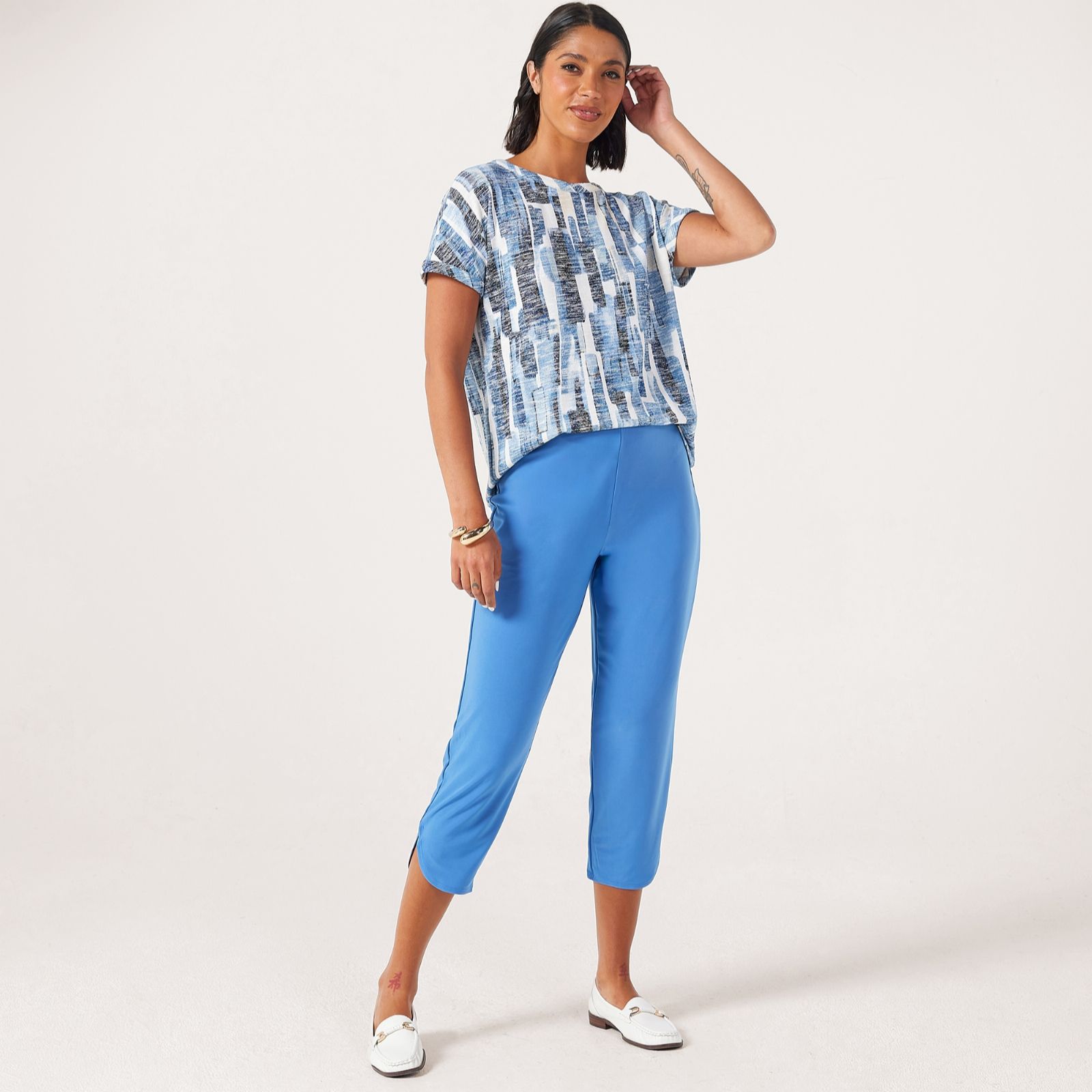 Kim & Co Brazil Jersey Crop Tulip Hem Trousers