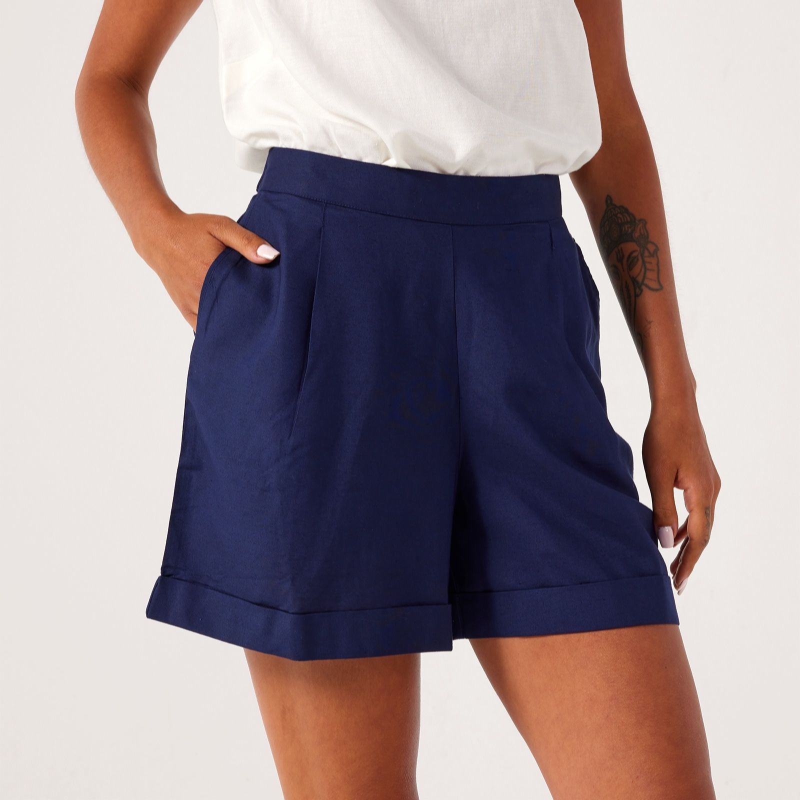 Denim & Co. Linen Blend Short