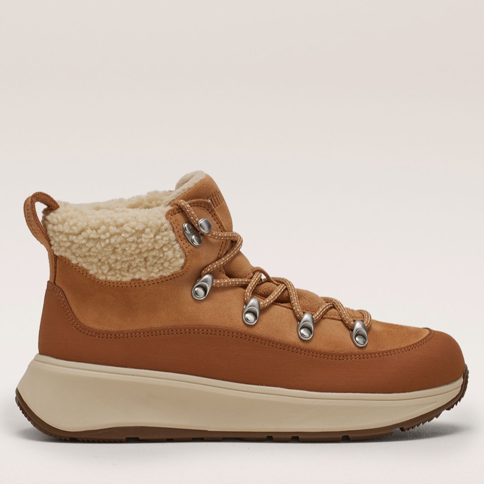 FitFlop F-Mode Teddy-Collar Warm Suede Lace-Up Boots