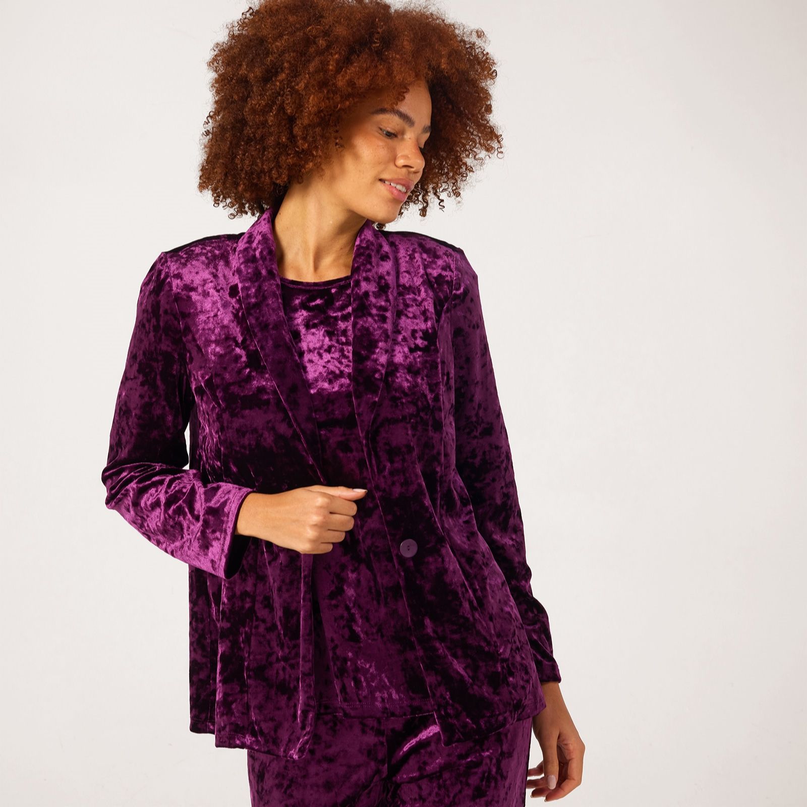 Kim & Co Crushed Velvet Shawl Collar Evening Jacket