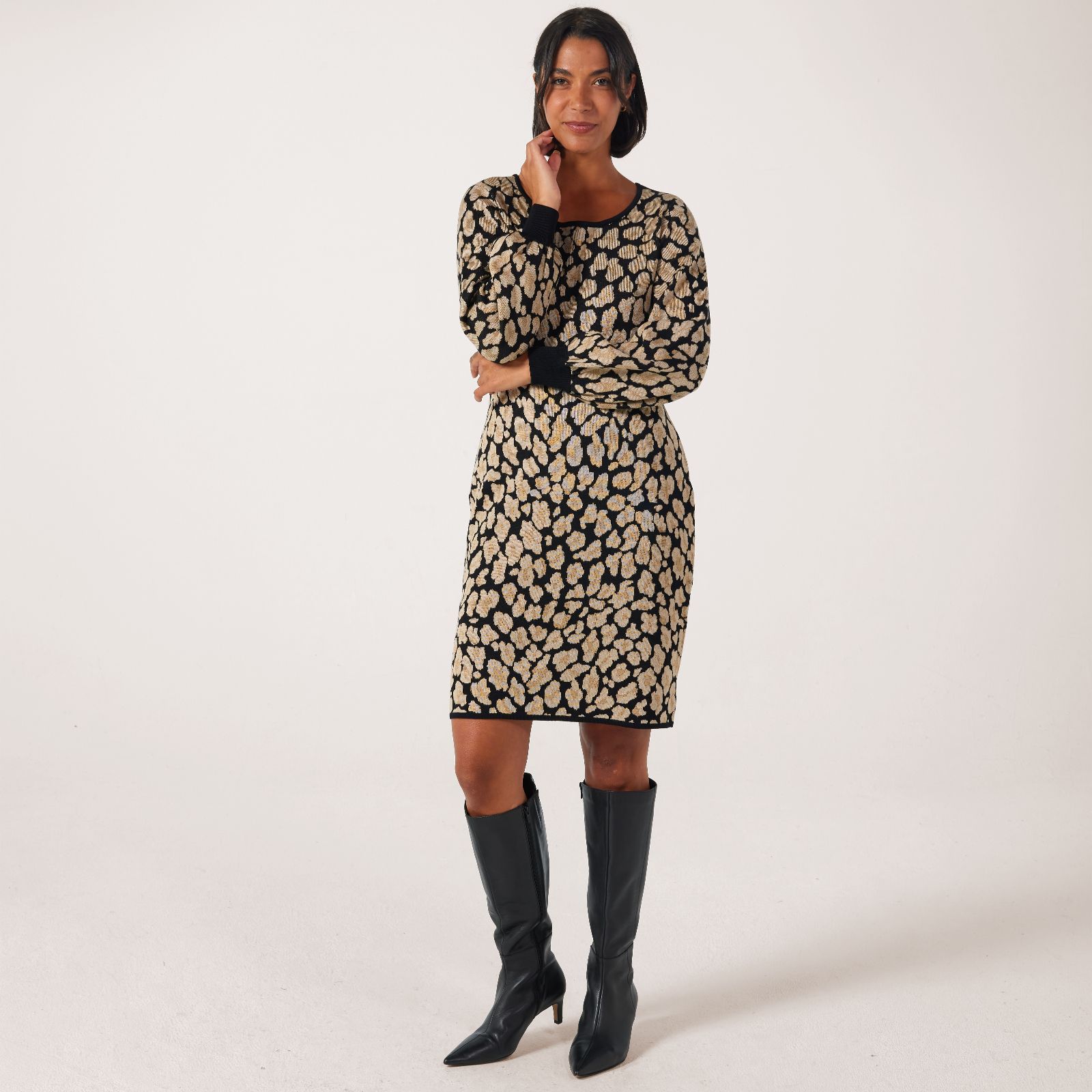 Nina Leonard Jacquard Knit Sheath Dress