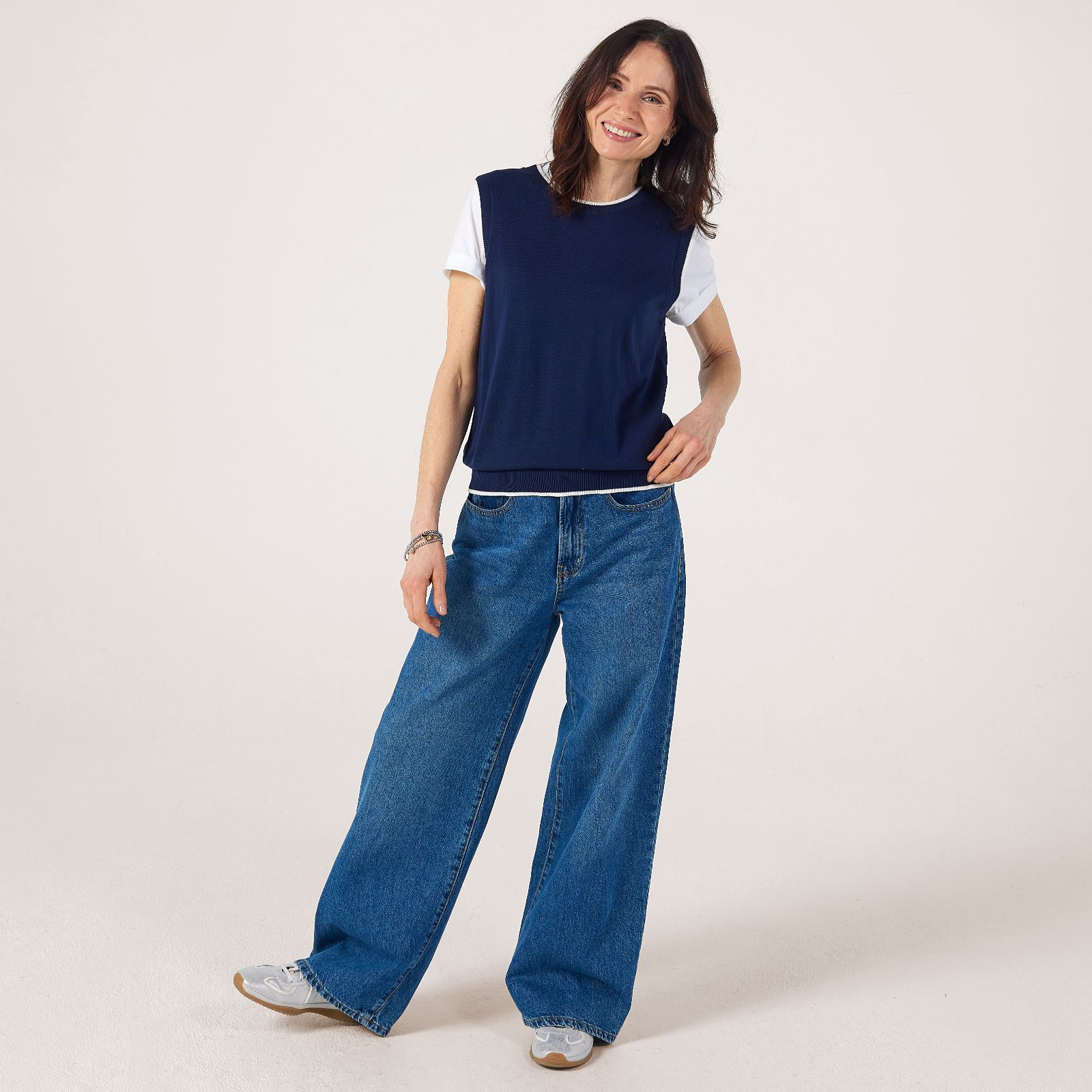 Denim & Co. Contrast Trim Knitted Vest