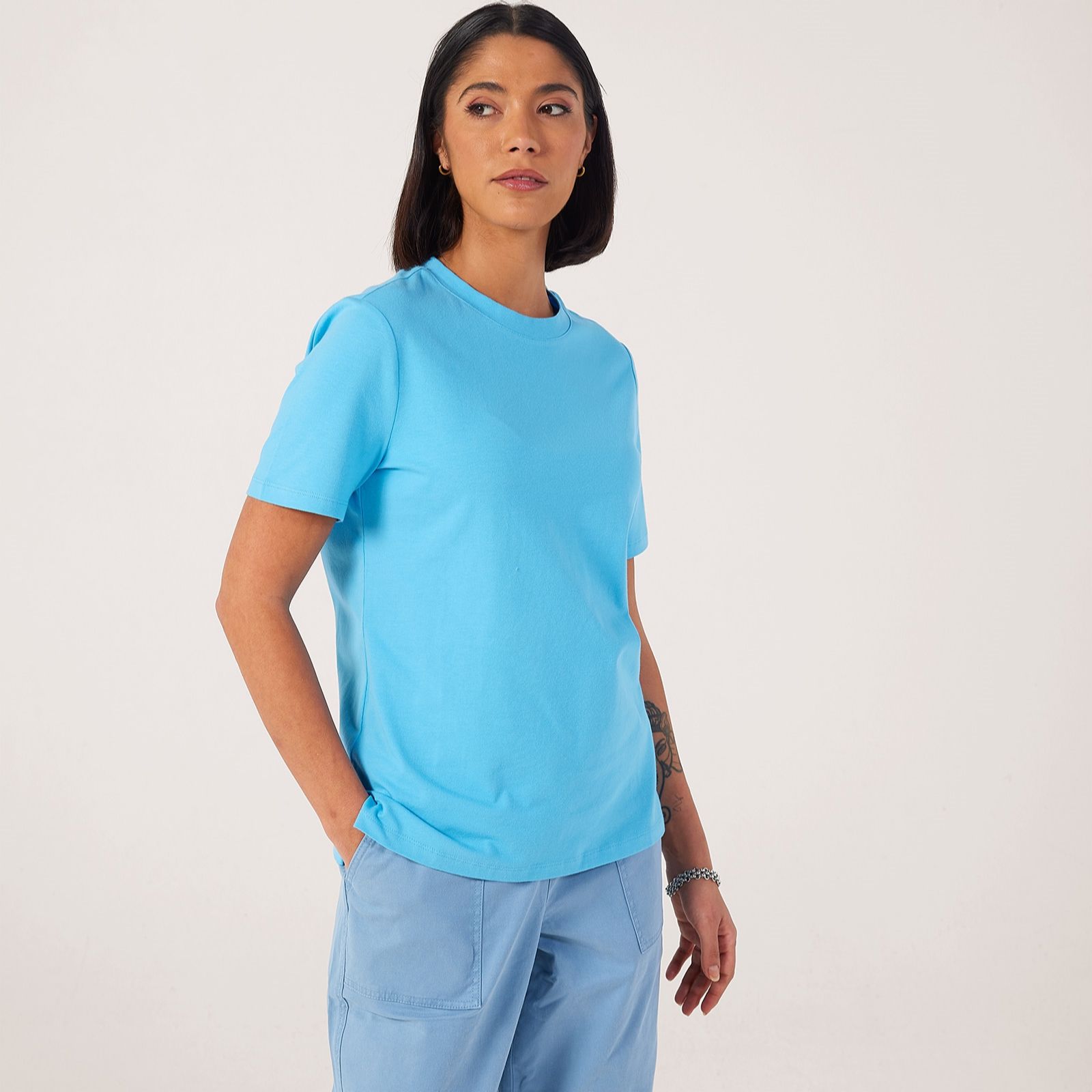 Denim & Co. Essential Short Sleeve Crew Neck T-Shirt