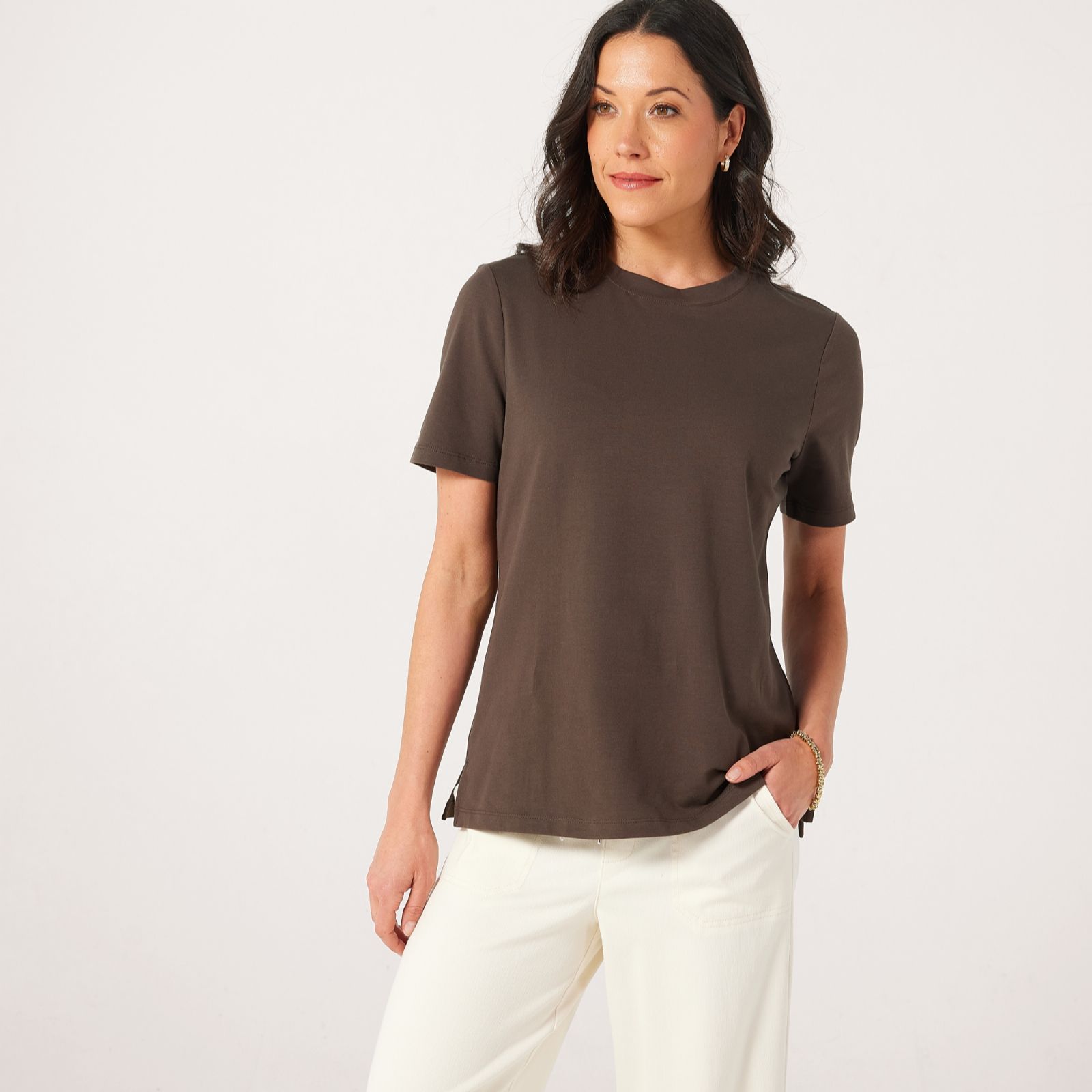 Denim & Co. Essential Short Sleeve Crew Neck T-Shirt