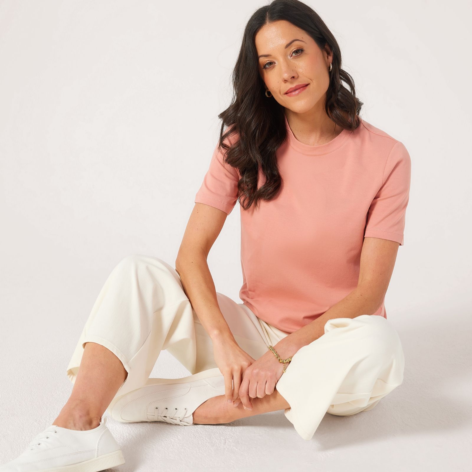 Denim & Co. Essential Short Sleeve Crew Neck T-Shirt