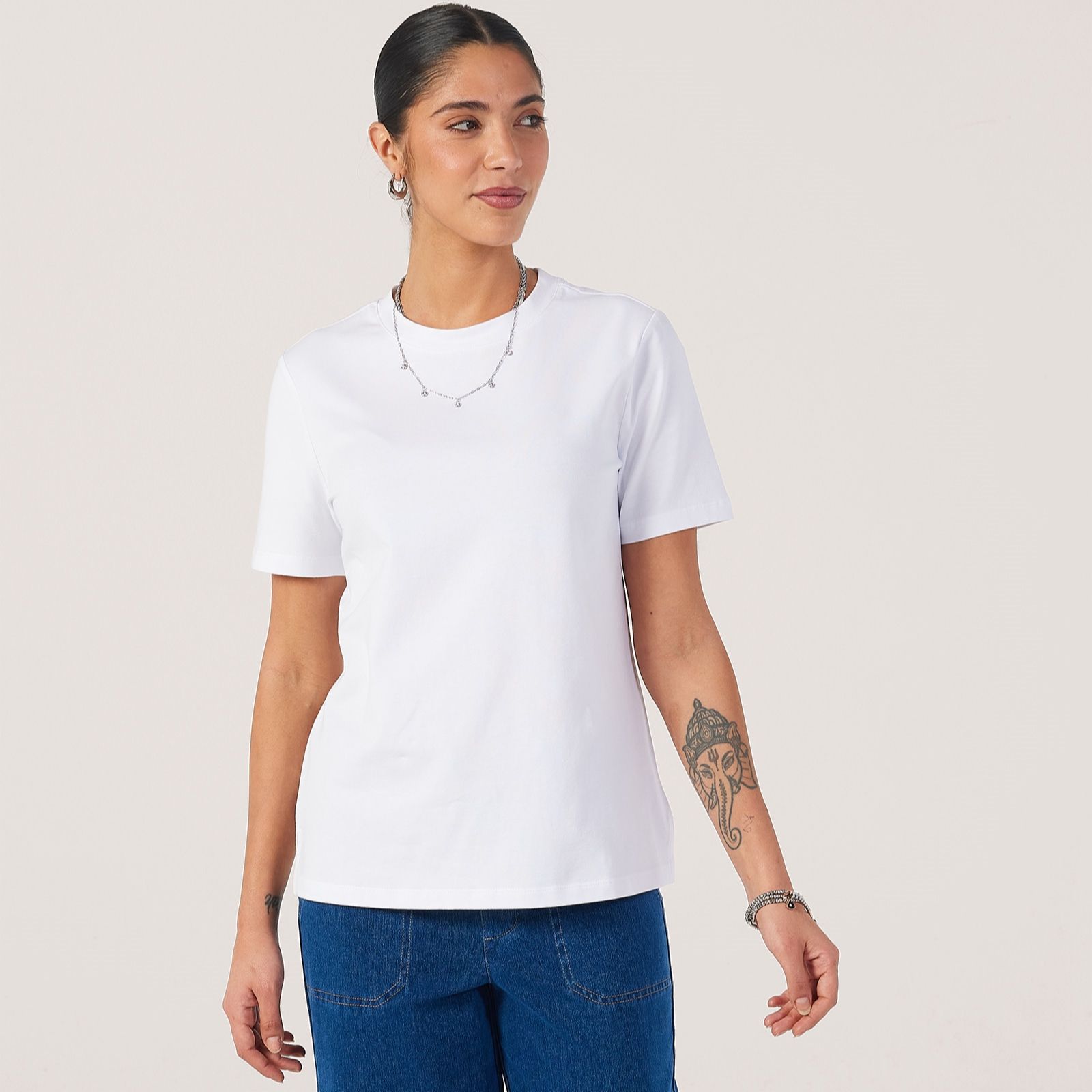 Denim & Co. Essential Short Sleeve Crew Neck T-Shirt