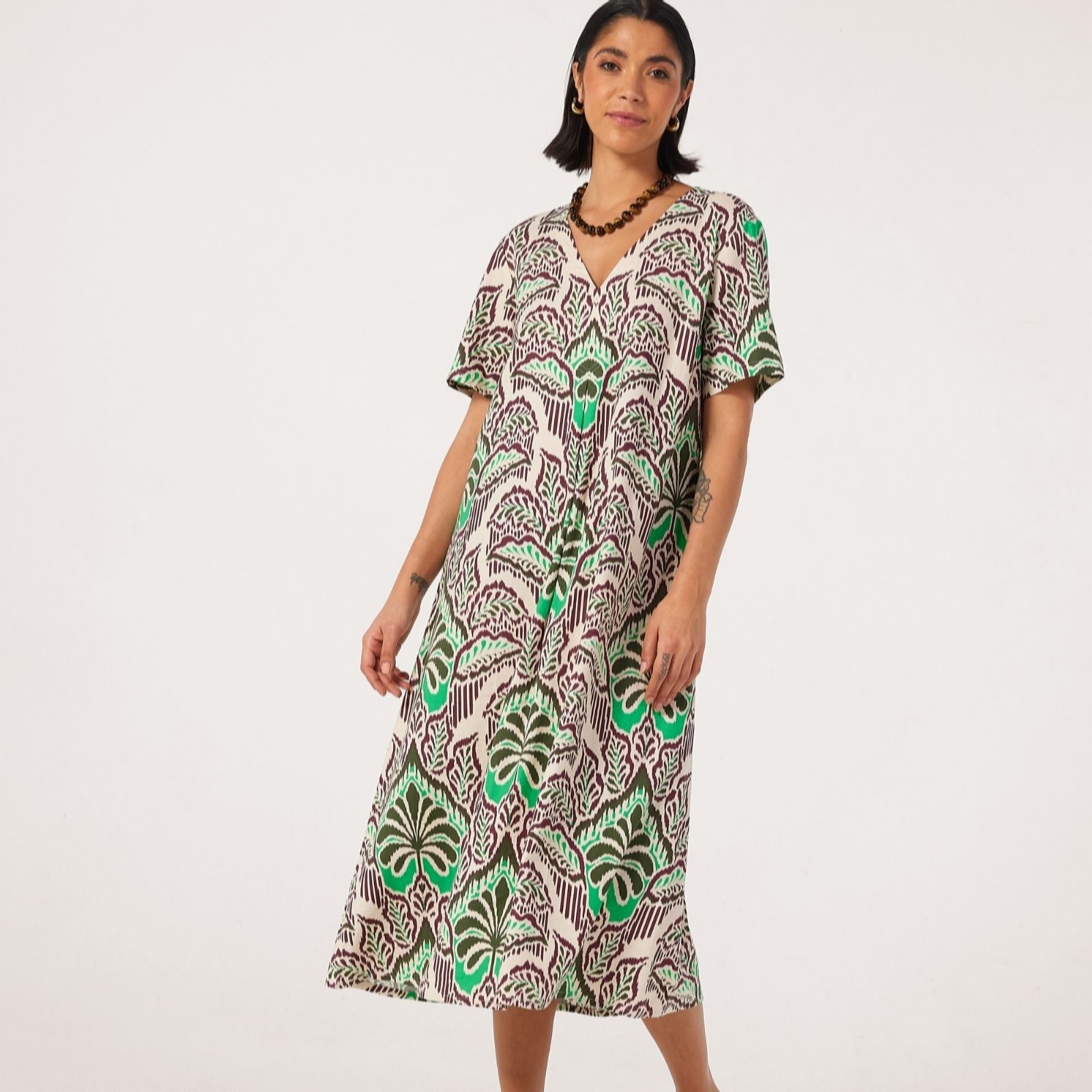 Ben De Lisi Studio 70 Linen Printed Dress Petite