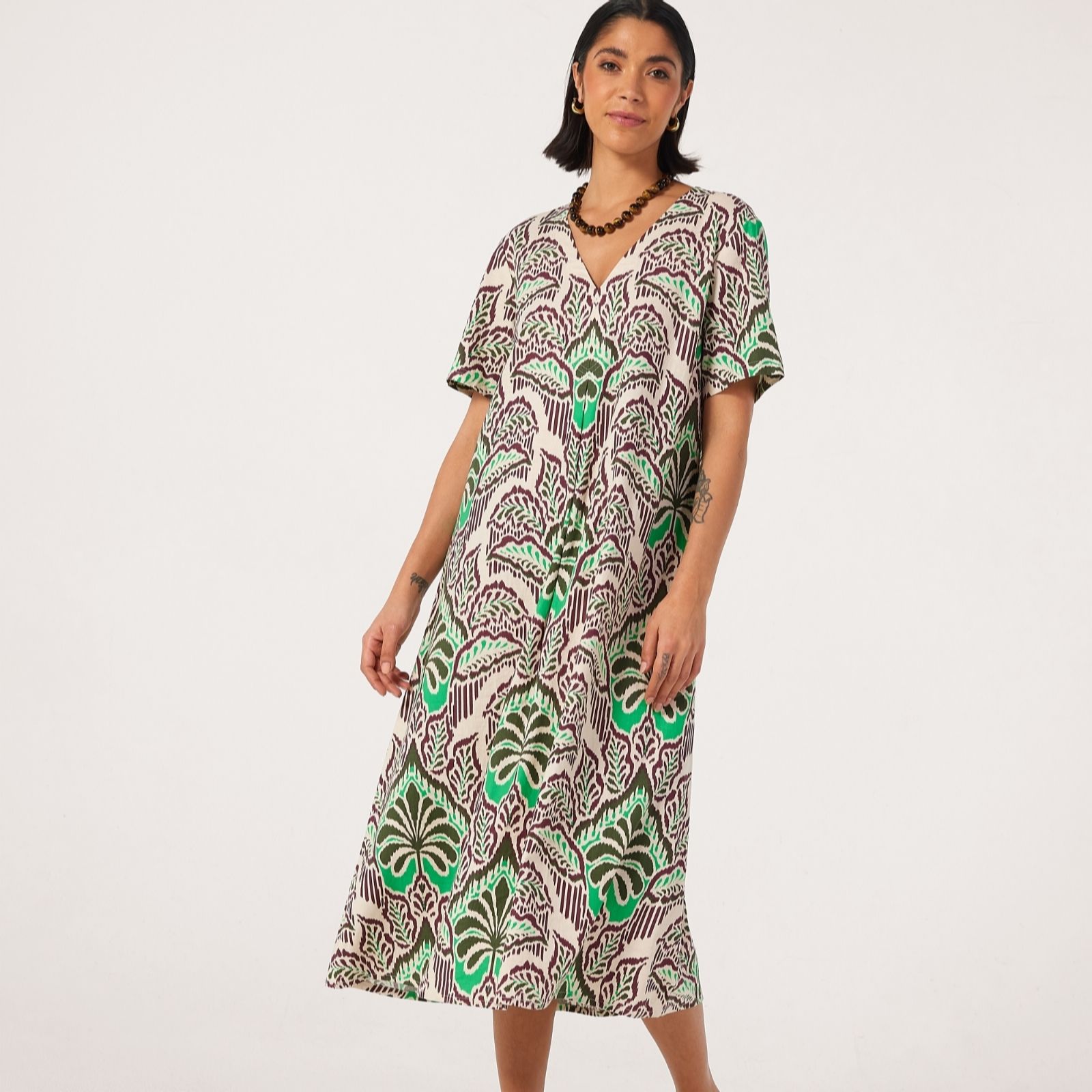 Ben De Lisi Linen Printed Dress Petite