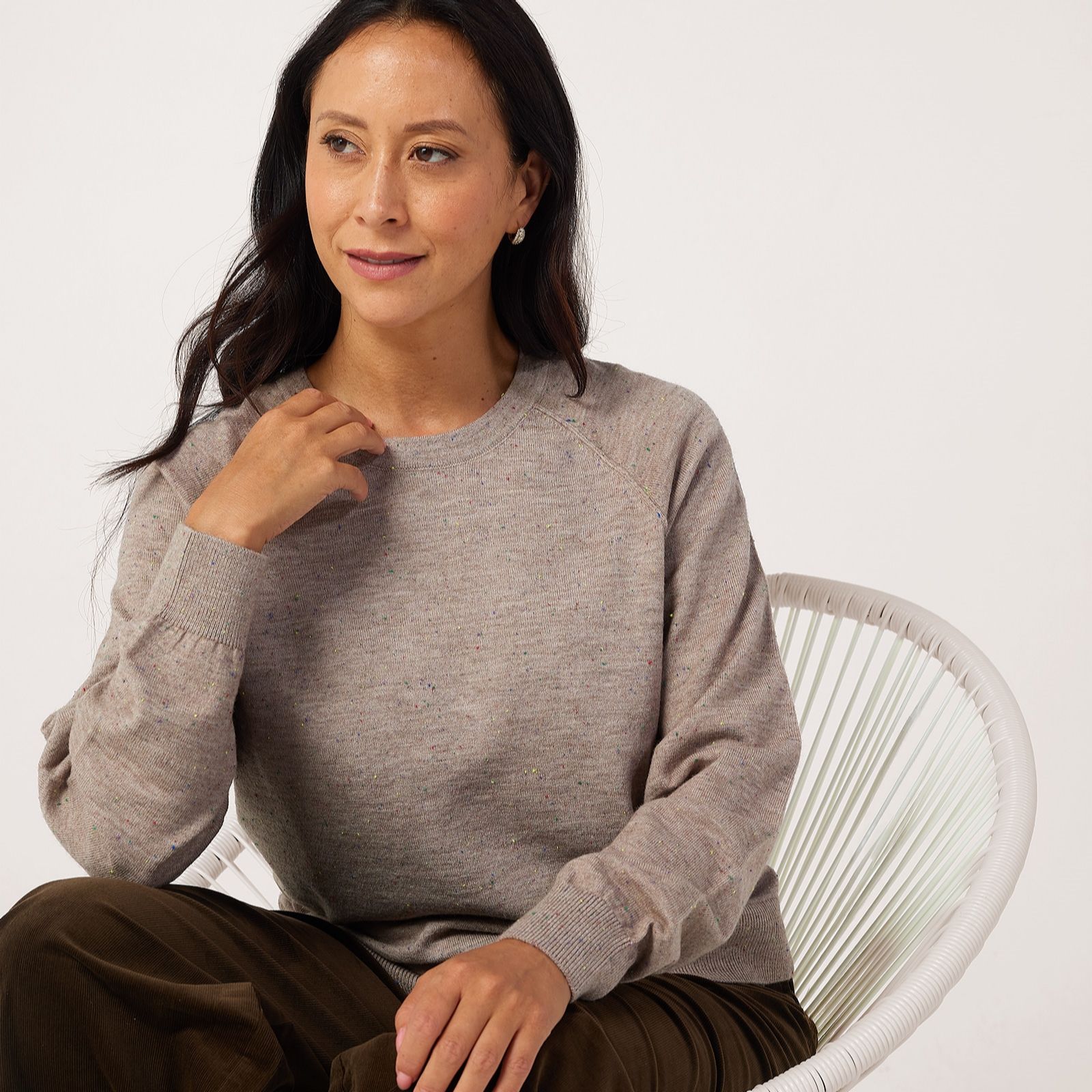 Denim & Co. Nep Yarn Crew Neck Jumper