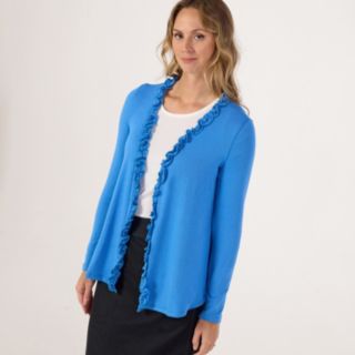 Kim & Co Fine Sweater Knit Cardigan with Frilled Front