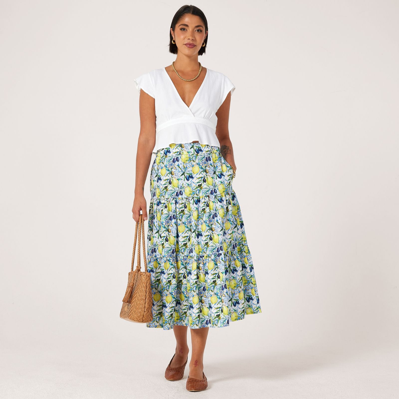 Helene Berman Riviera Collection 100% Cotton Printed Skirt
