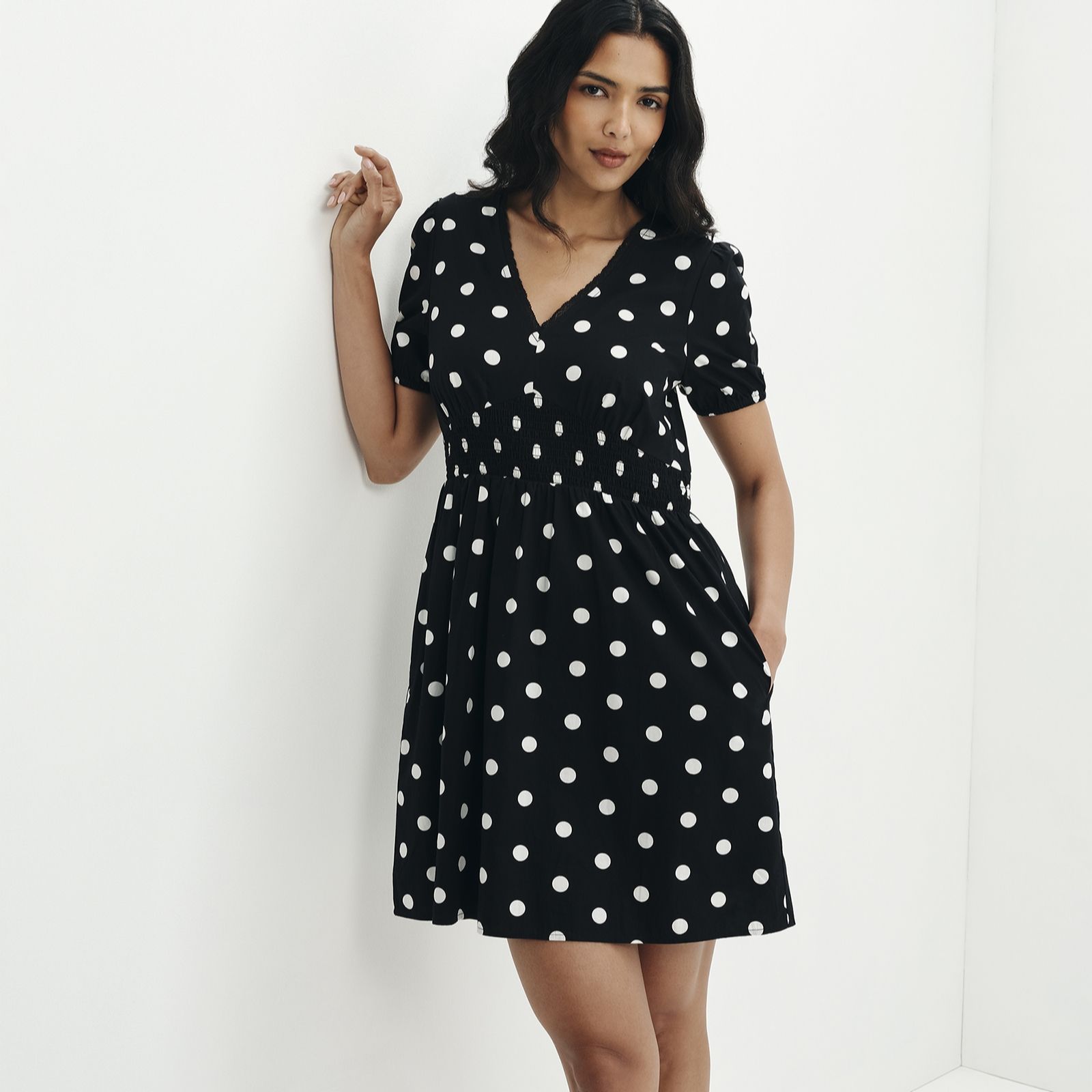 Finery London Meadow Cotton Poplin Spot Dress