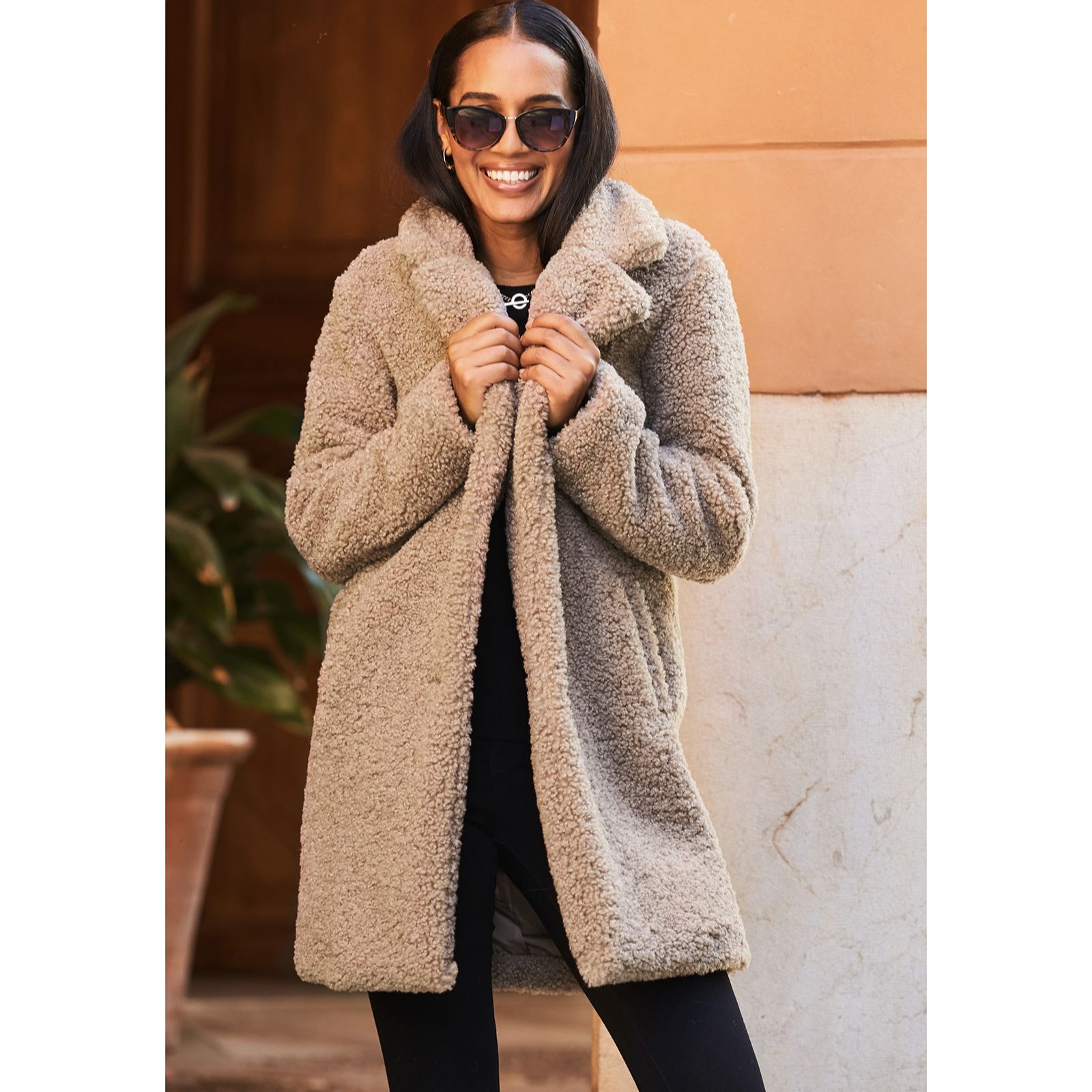 Sosandar Super Cosy Borg Mid Length Coat