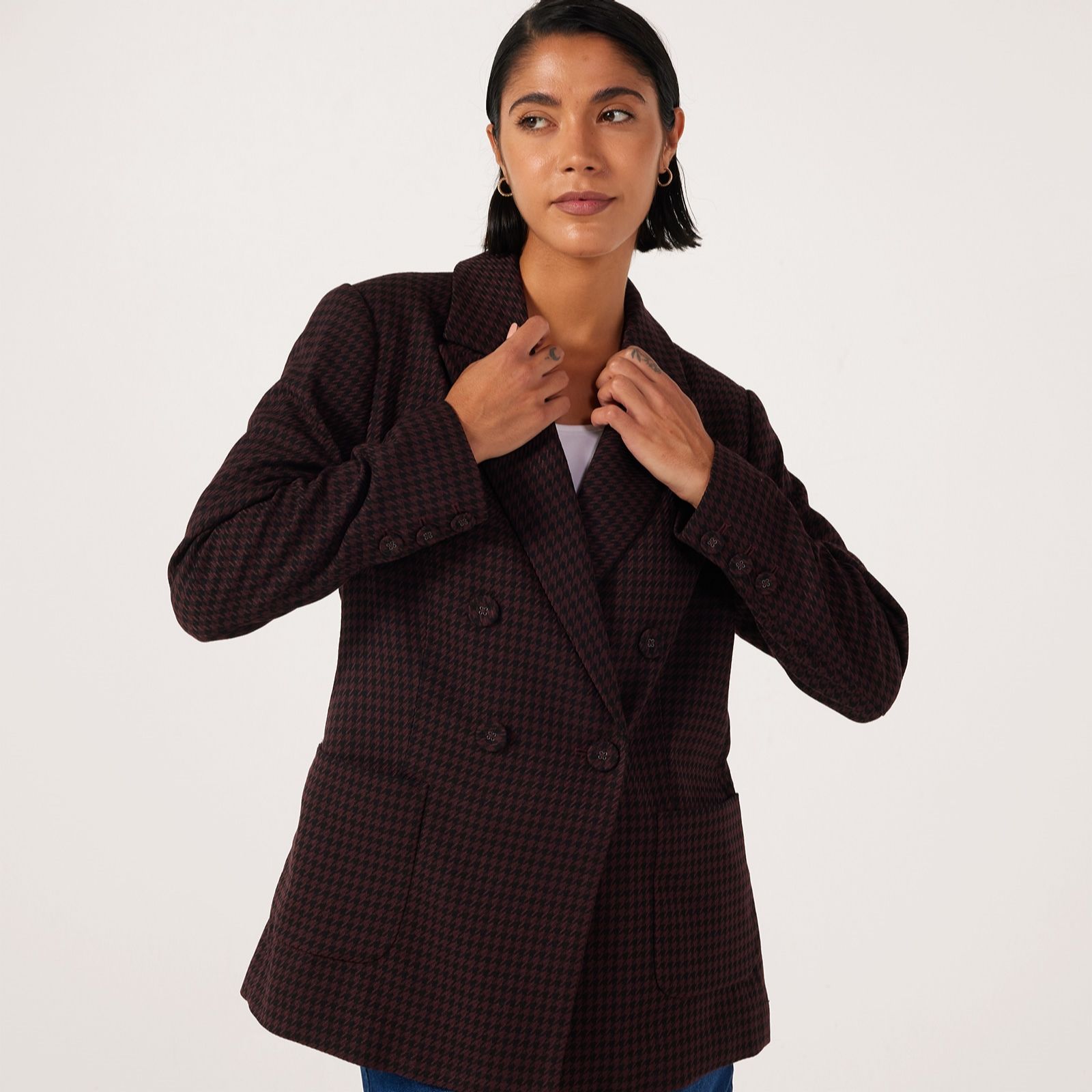 Ben de Lisi Houndstooth Double Breasted Blazer