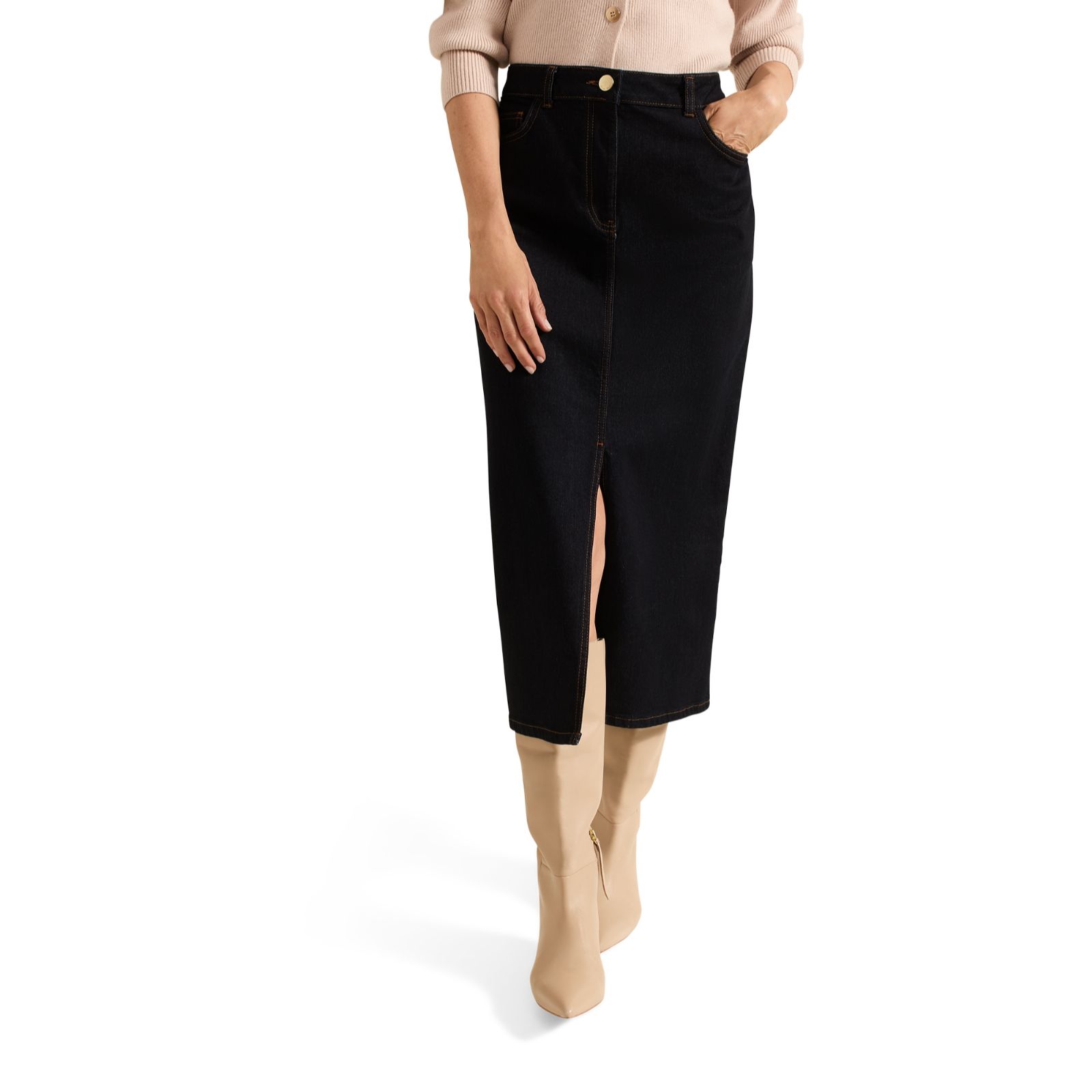 Black knee length skirt qvc best sale