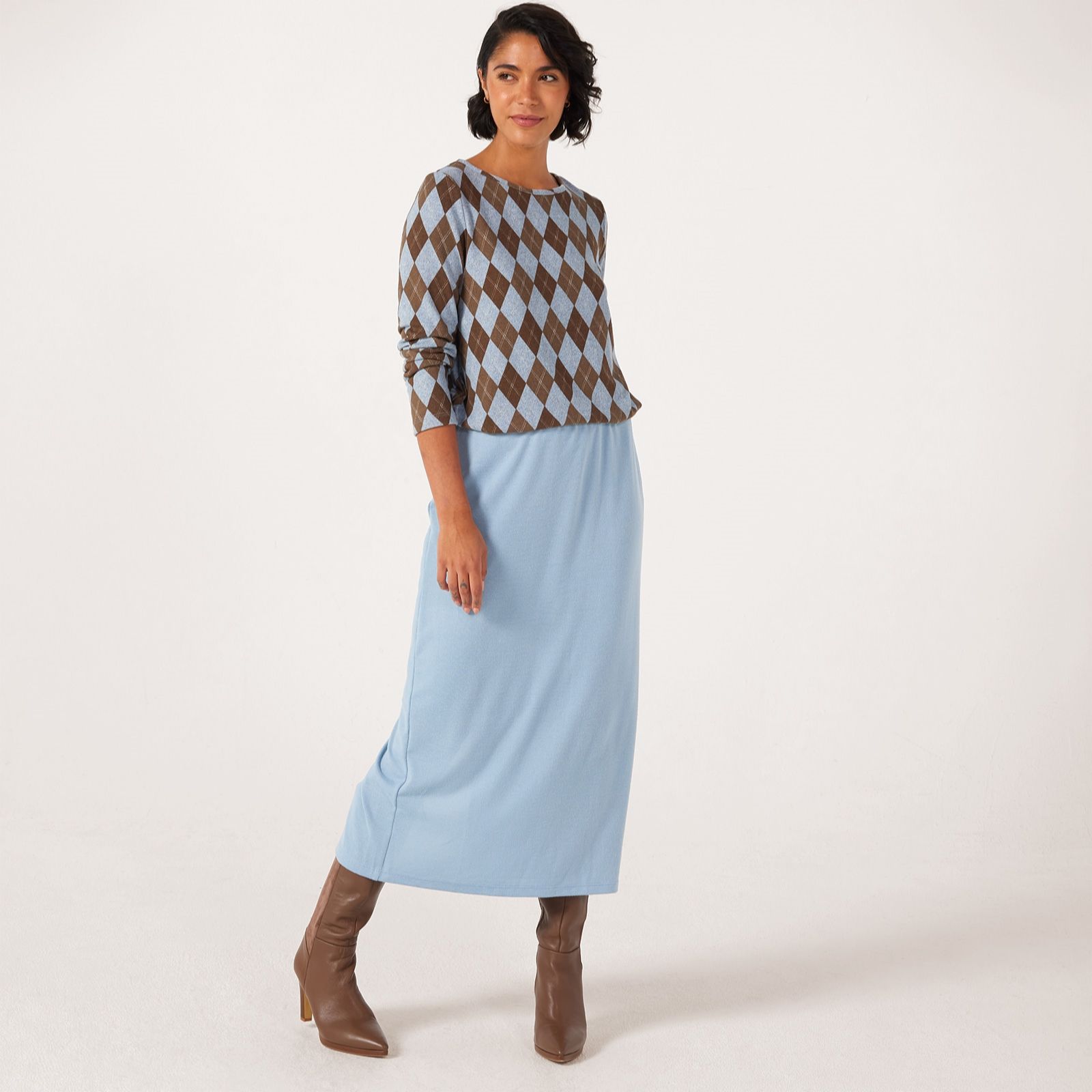 Kim & Co Soft Touch Lined Long Skirt With Slit