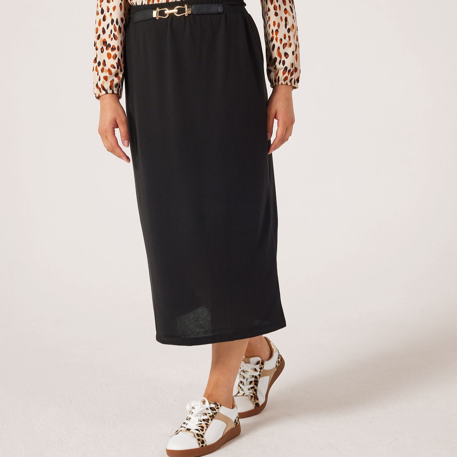 Kim & Co Soft Touch Lined Long Skirt With Slit