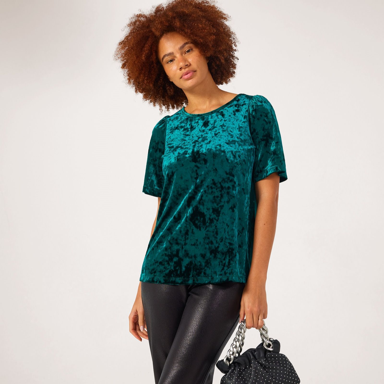 Kim & Co Crushed Velvet Elbow Sleeve Top