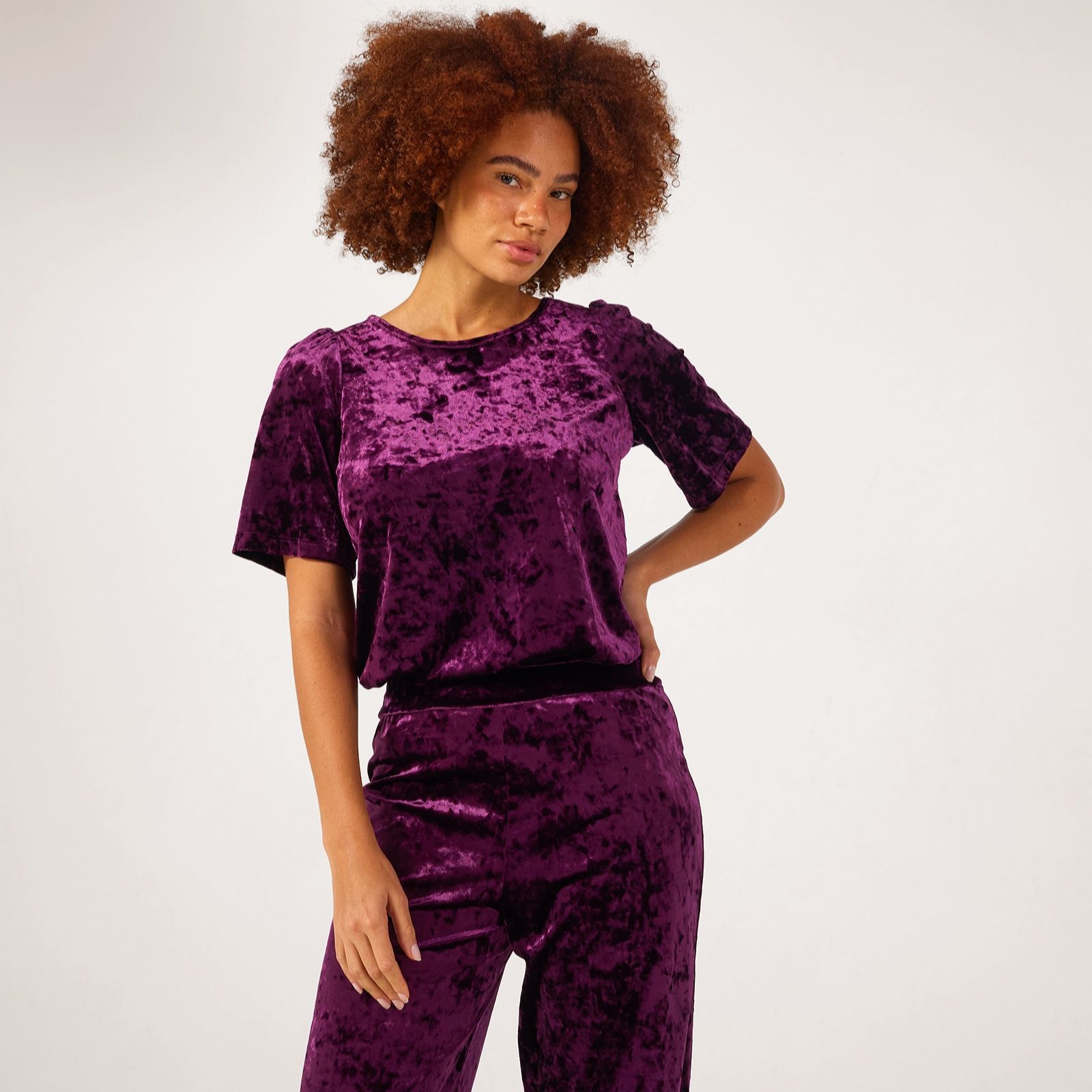 Kim & Co Crushed Velvet Elbow Sleeve Top