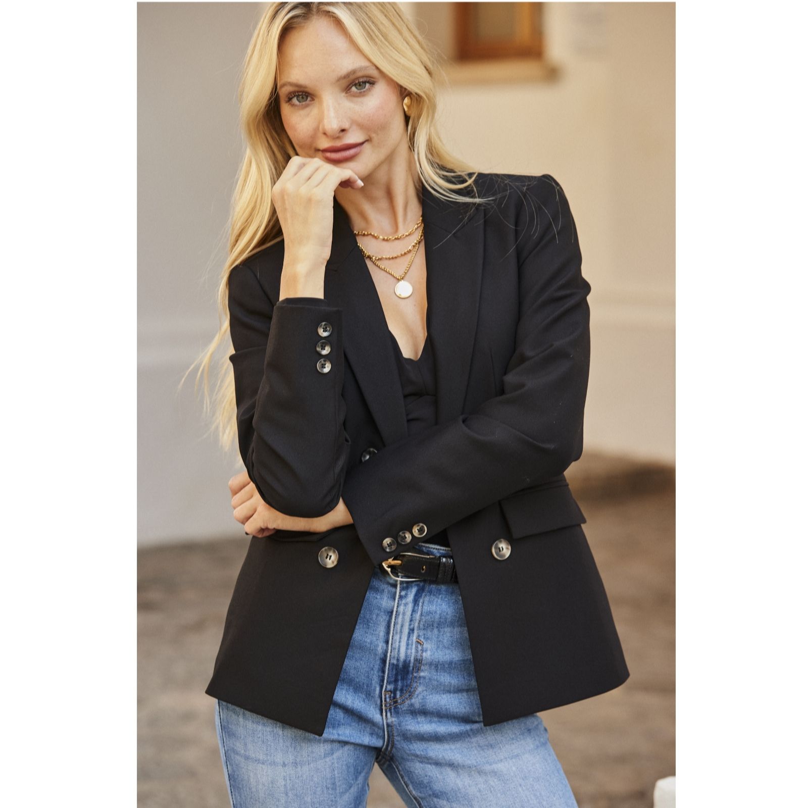 Sosandar Mock Double Breasted Blazer