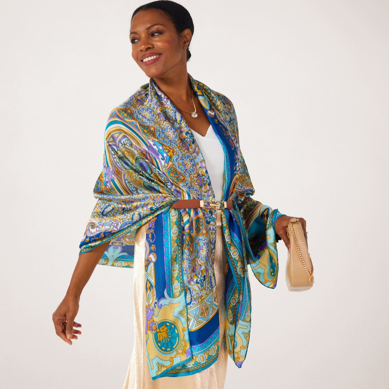 Frank Usher Printed Handfeel Satin Scarf