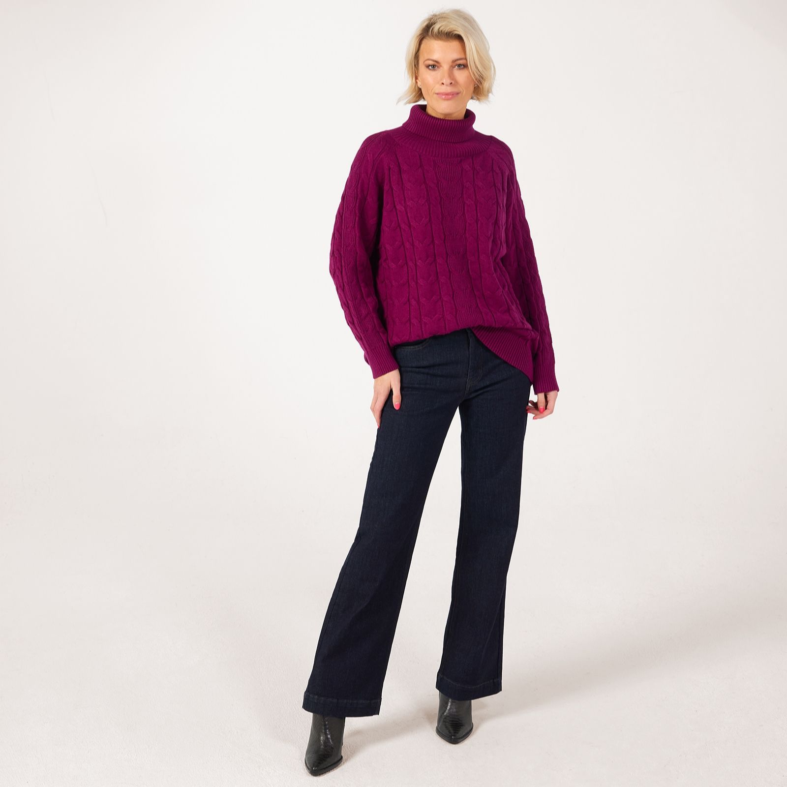 Frank Usher Roll Neck Cable Knit Jumper