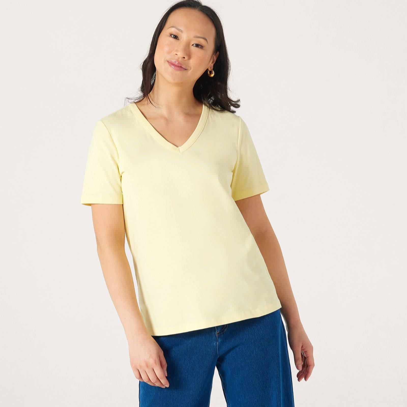 Denim & Co. Essential Short Sleeve V-Neck T-Shirt