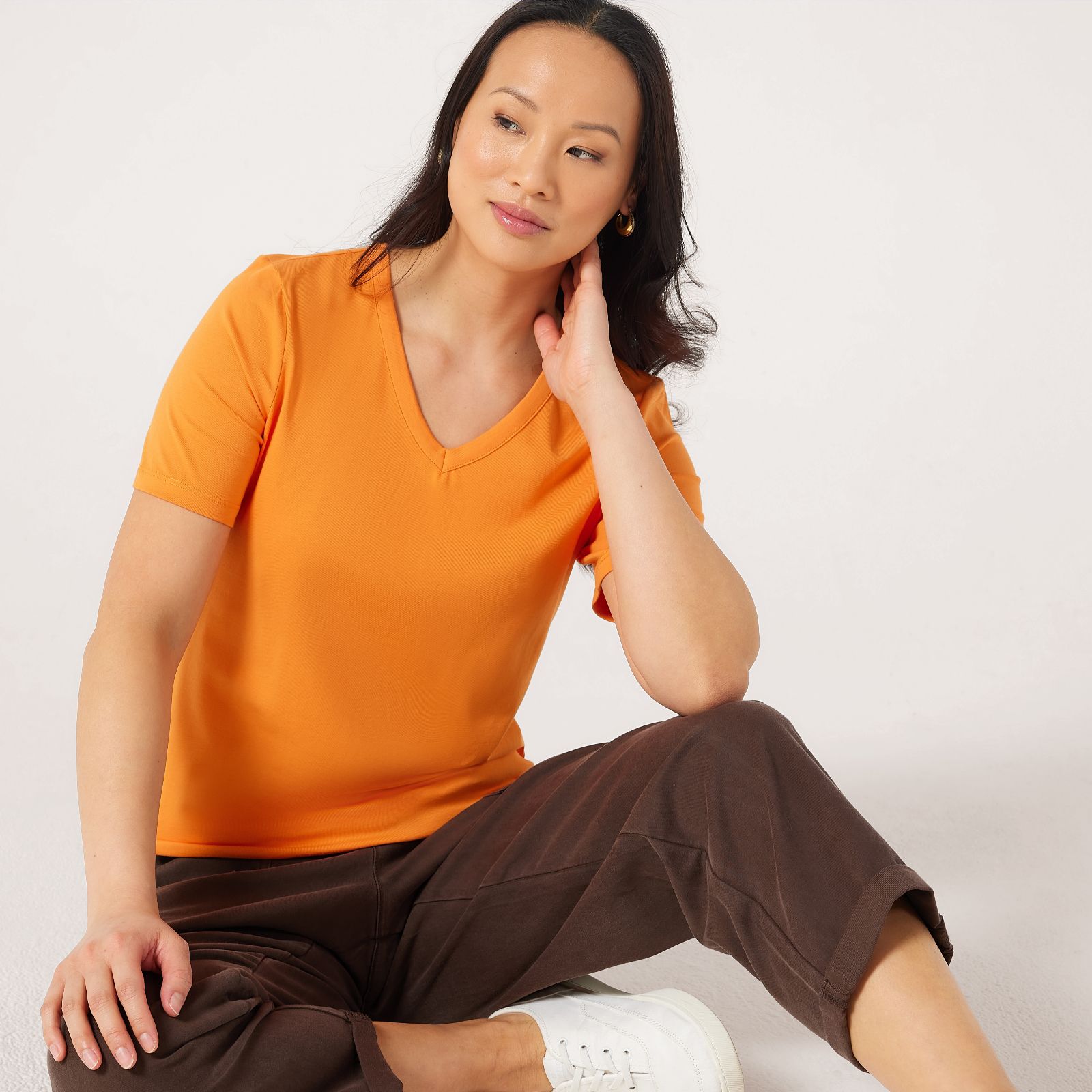 Denim & Co. Essential Short Sleeve V-Neck T-Shirt