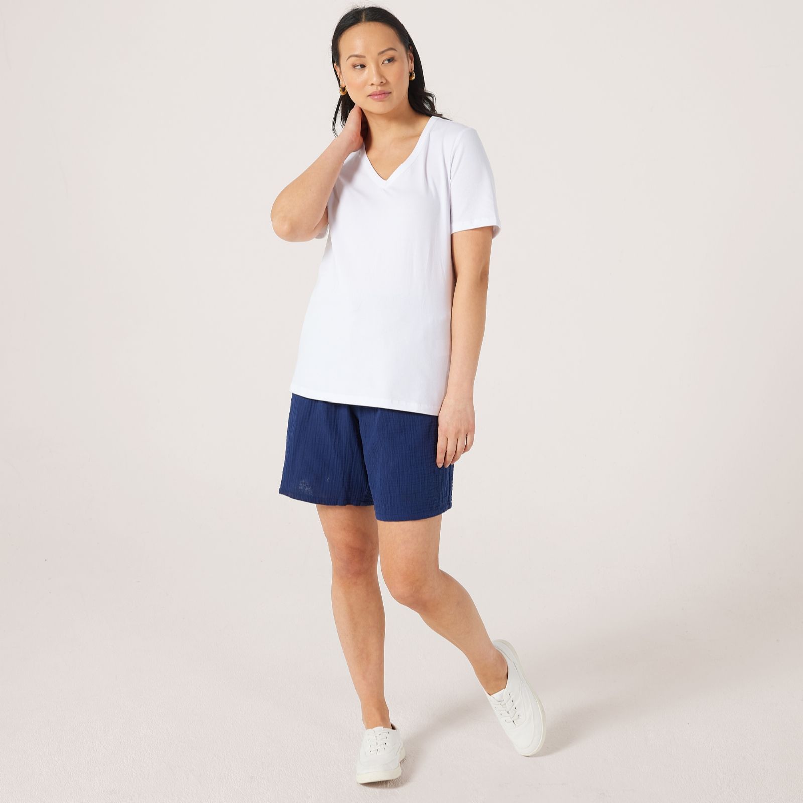 Denim & Co. Essential Short Sleeve V-Neck T-Shirt