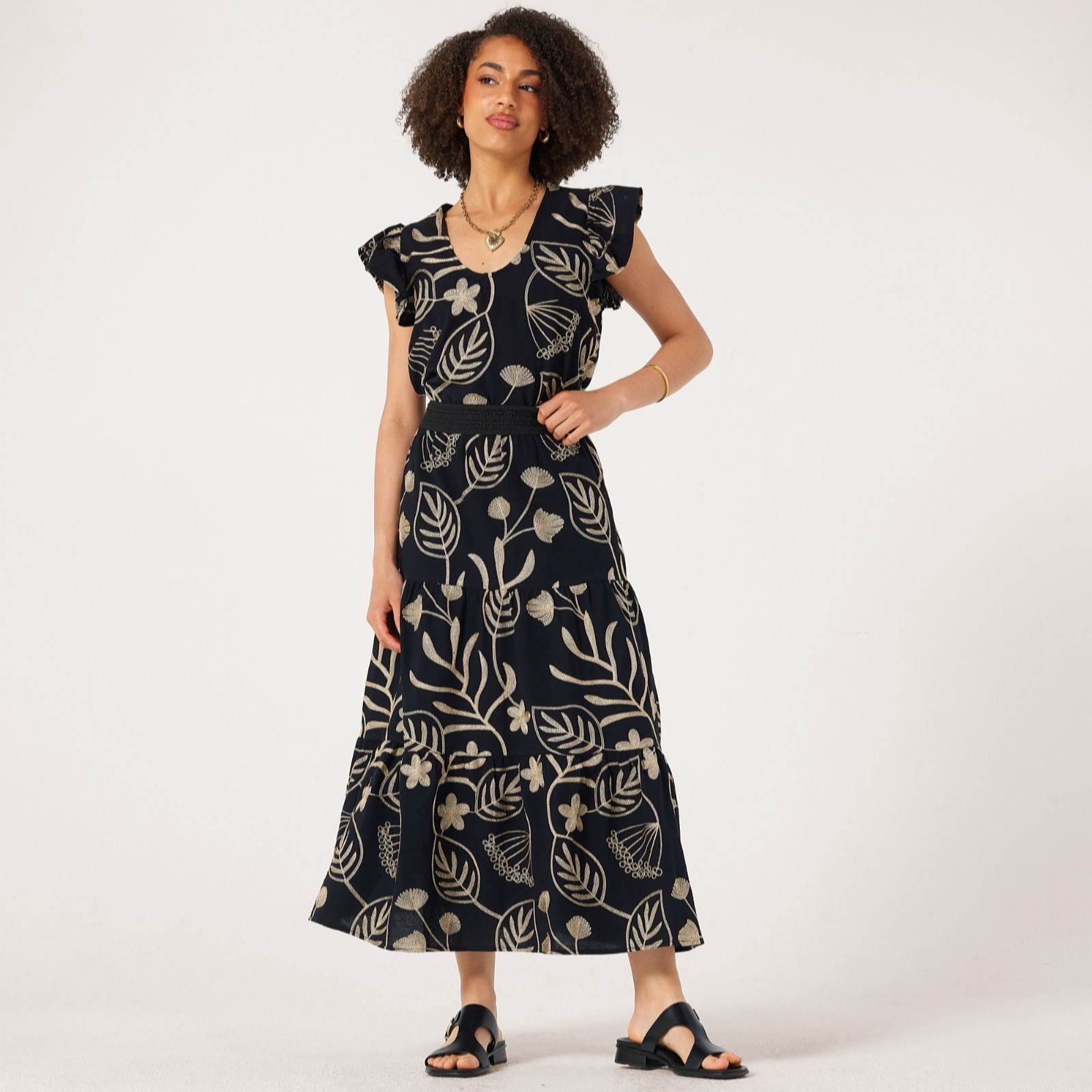 Malissa J Elasticated Waist Skirt with Embroidery