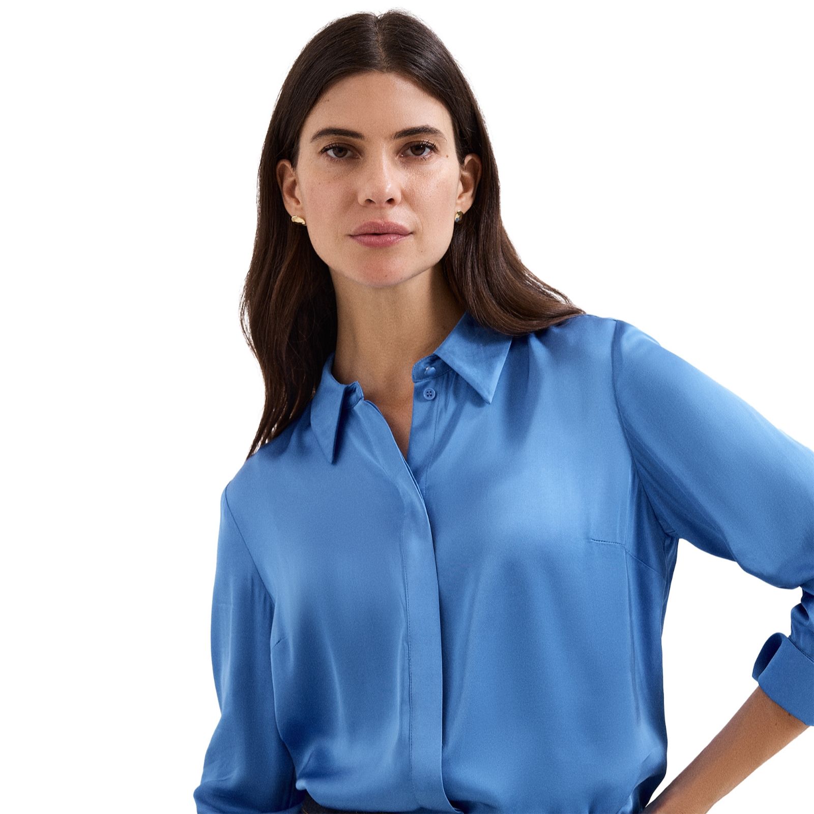 Phase Eight Novie Blue Satin Shirt