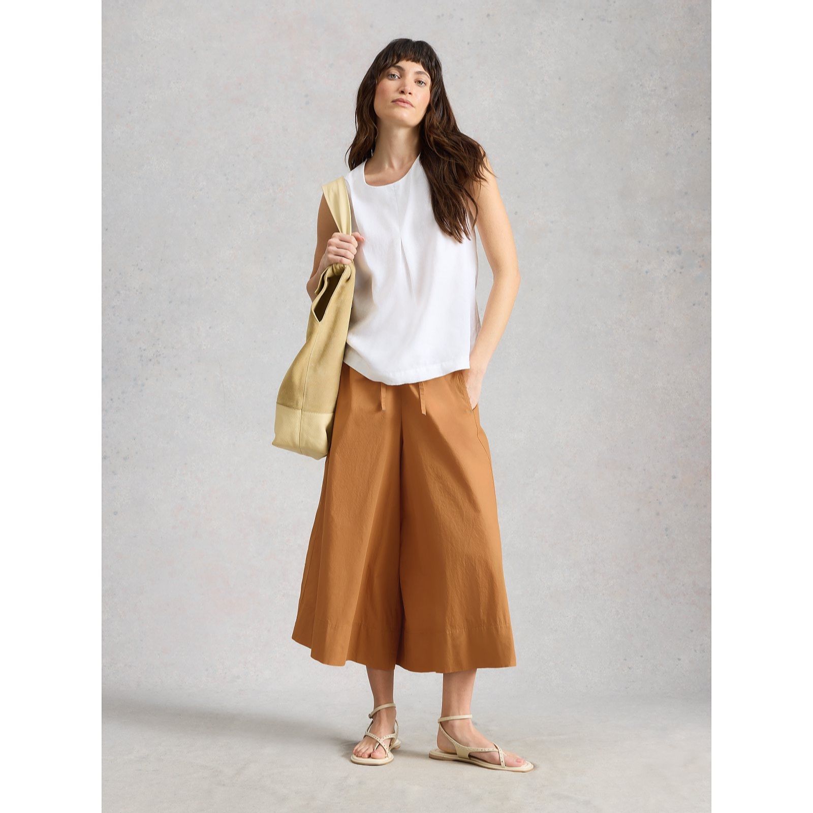 White Stuff Lauryn Poplin Wide Leg Crop Trouser