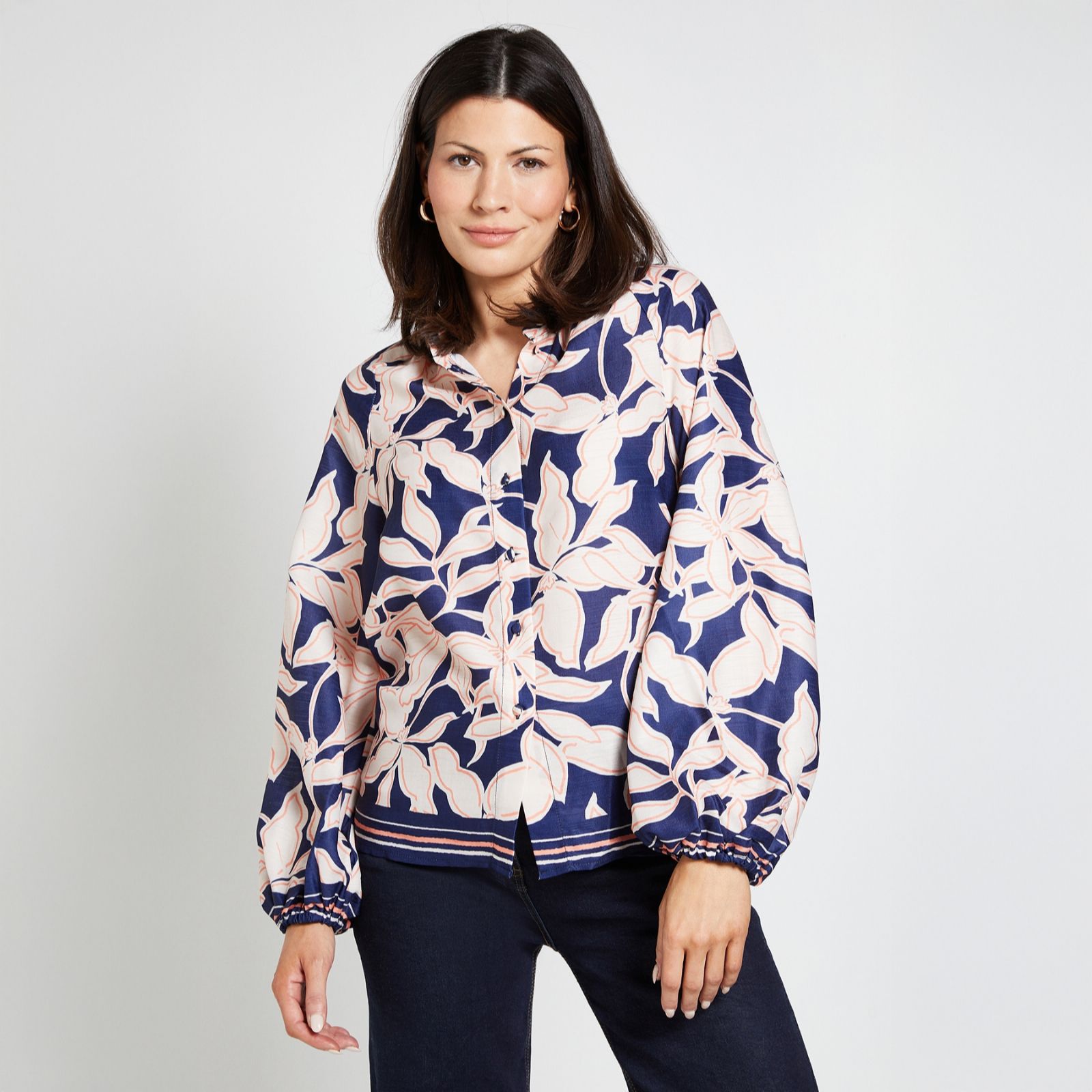 Wallis Floral Print Button Through Top
