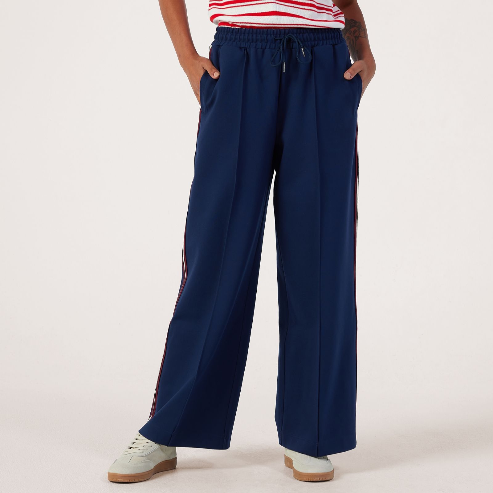 Ben de Lisi Plush Jersey Side Stripe Trousers Petite