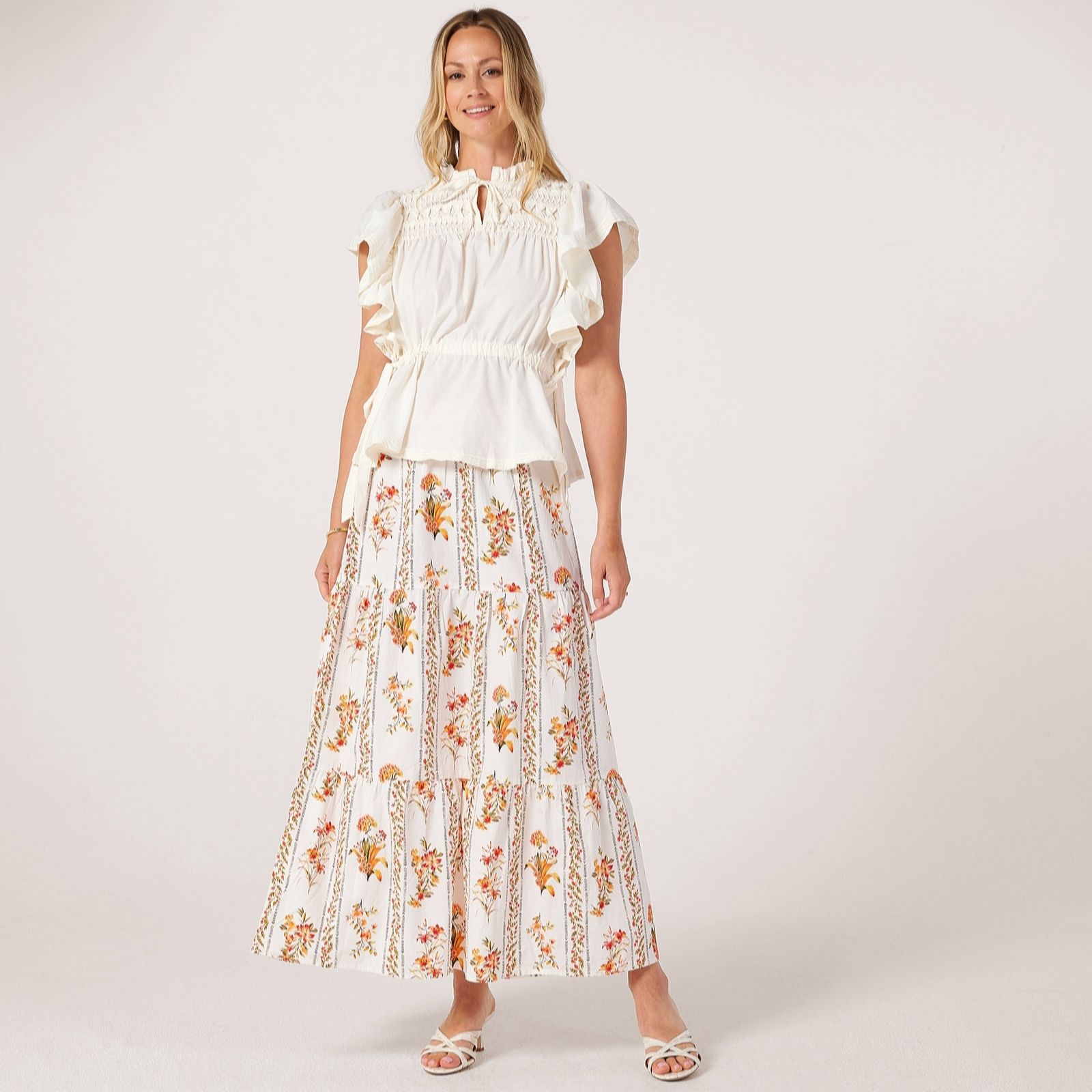 YAS Floratina High Waisted Tiered Maxi Skirt
