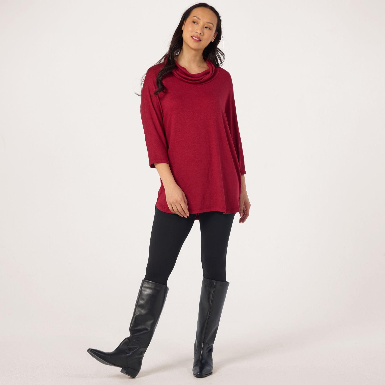 Kim & Co Fine Sweater Knit Cowl-Neck Tunic