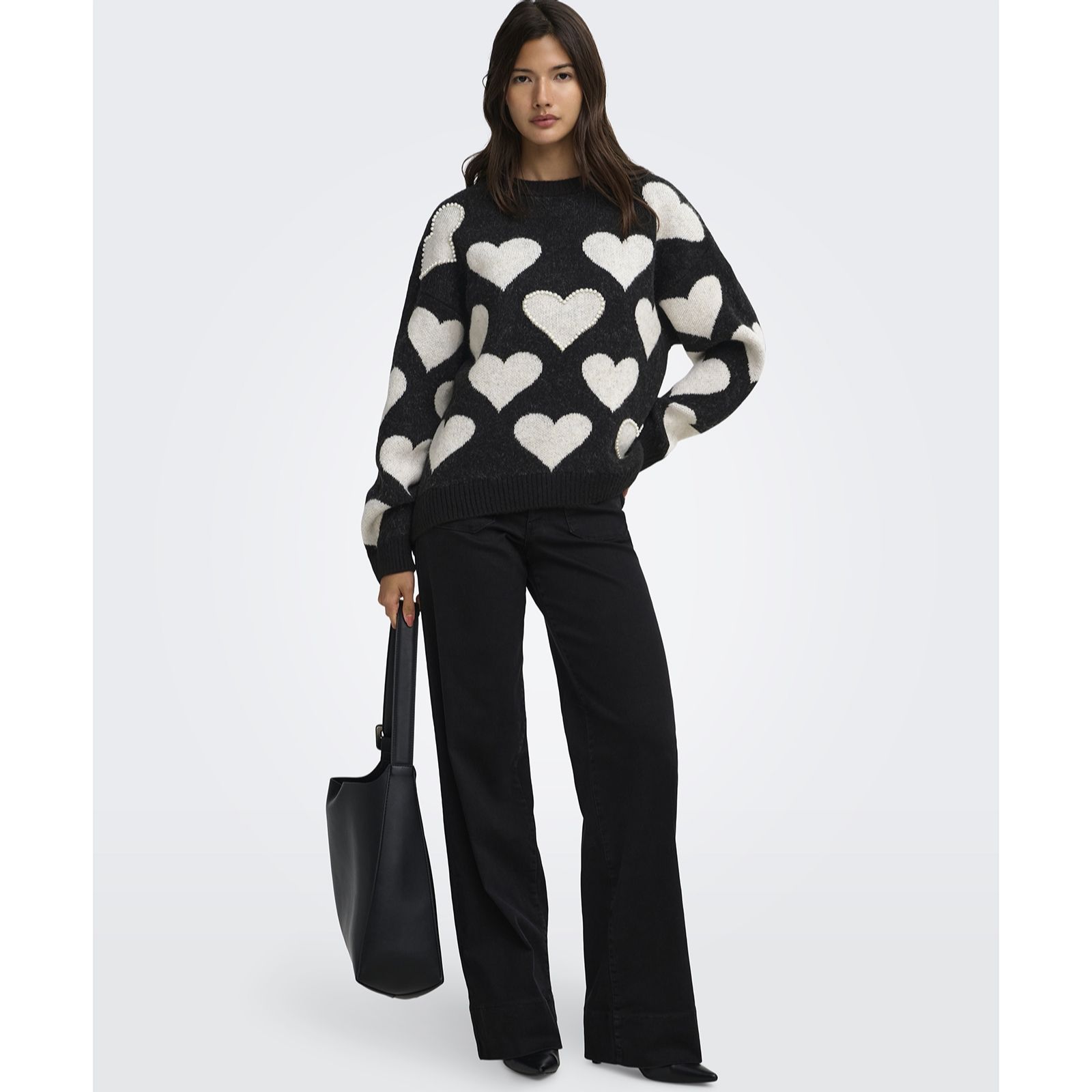 Only Poppy Heart Pearl Detail Jumper