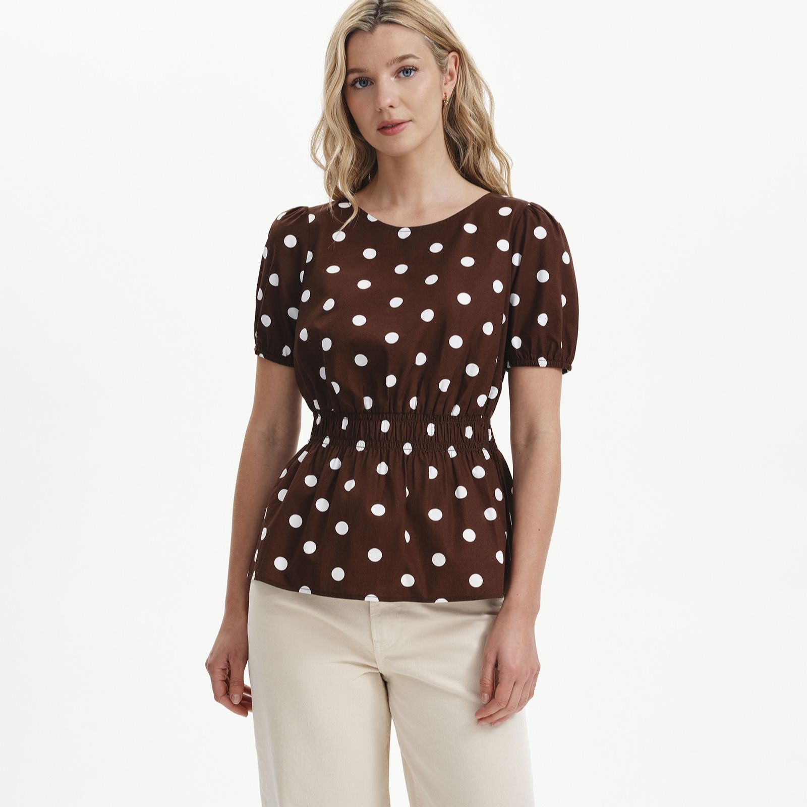 Finery London Raya Cotton Poplin Puff Sleeve Top