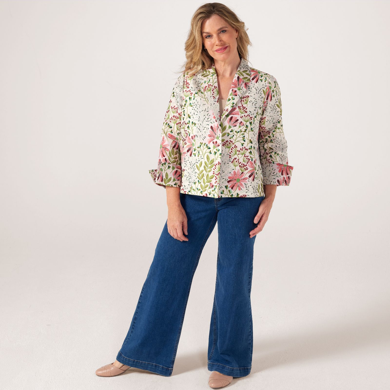 Marla Wynne Collection Floral Jacquard Light Jacket - QVC UK