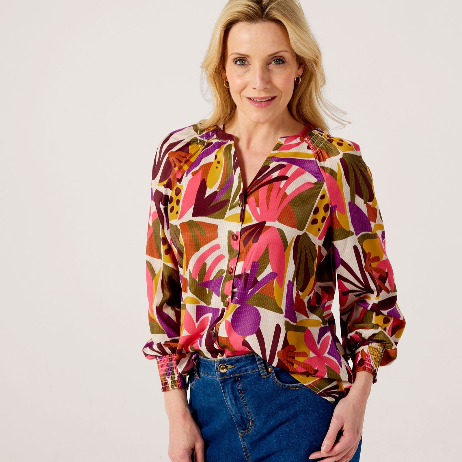 Ruth Langsford Button Through Shirred Neck Blouse